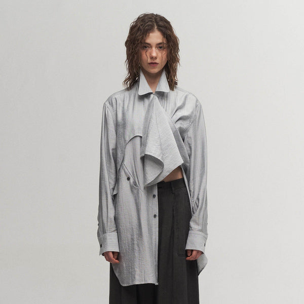 ILNya Nieternite Nifutur Arc Spliced Draped Long Shirt