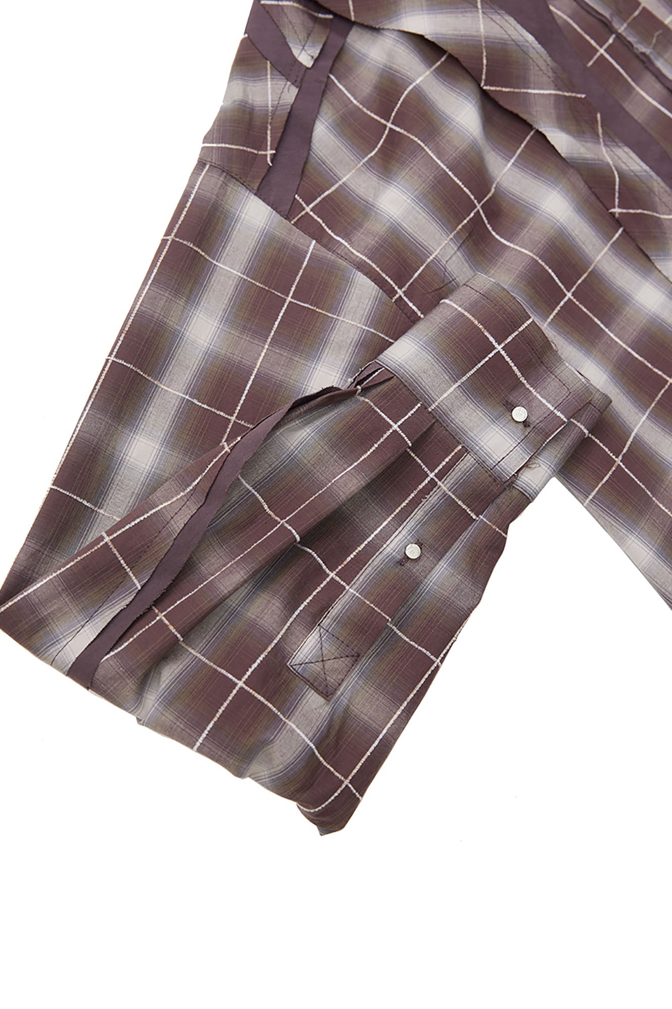 RELABEL Detachable Hood Plaid Frayed Oversized Shirt