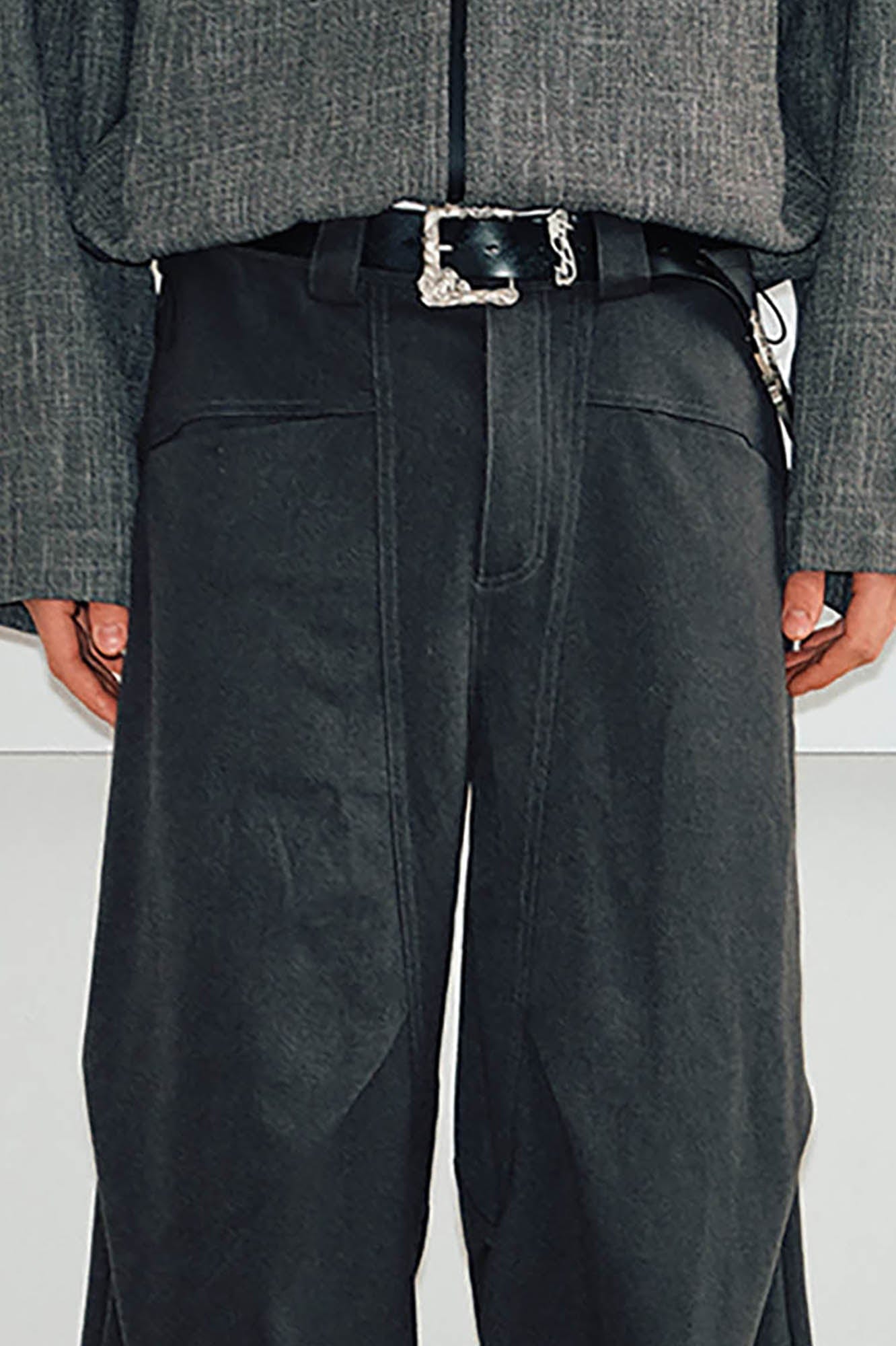 KREATE Crinkled Spliced Wide-Leg Pants