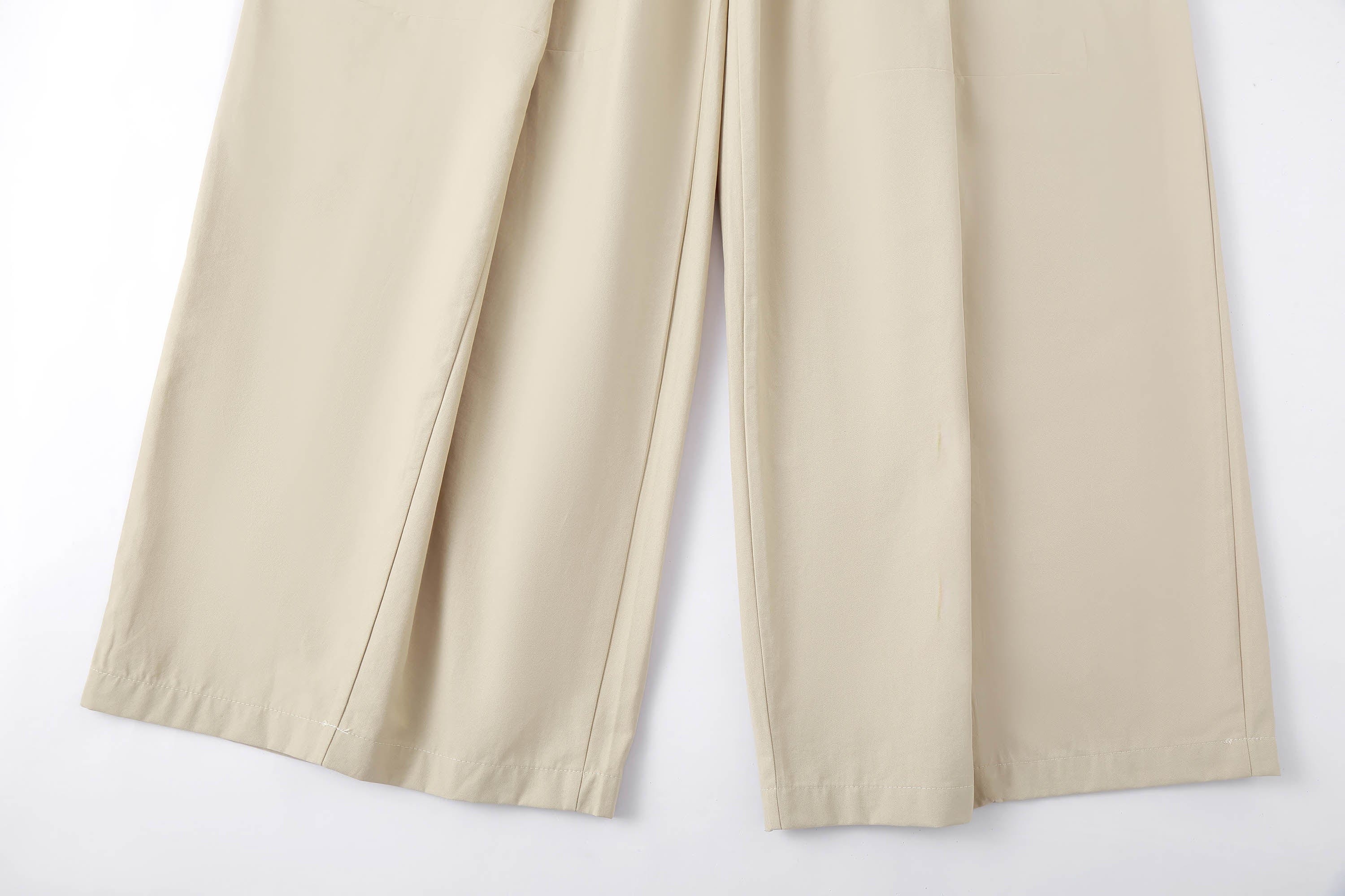 CLP Spliced Pleated Drawstring Wide-Leg Pants