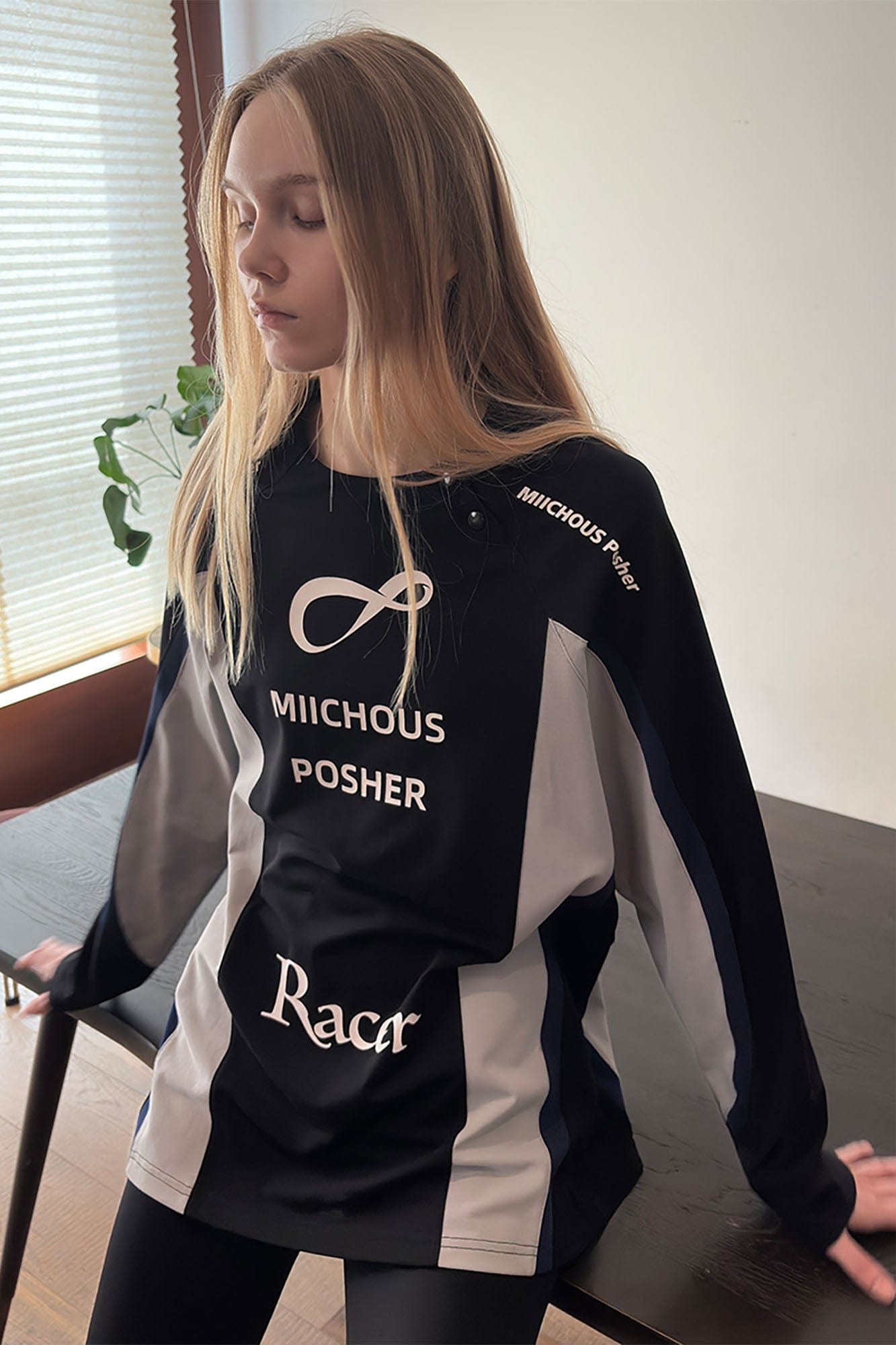MIICHOUS Contrast Spliced Racing UV Protection Long-Sleeve Tee