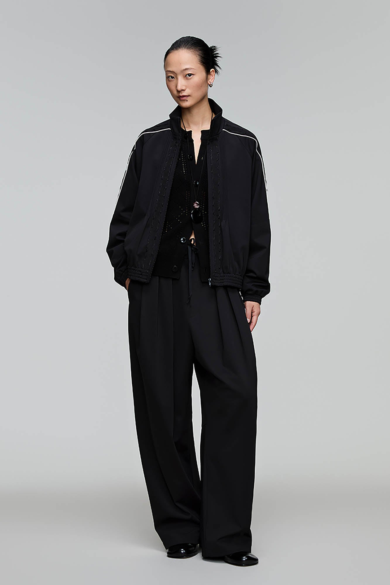 OPICLOTH Pleated Drawstring Oversized Pants