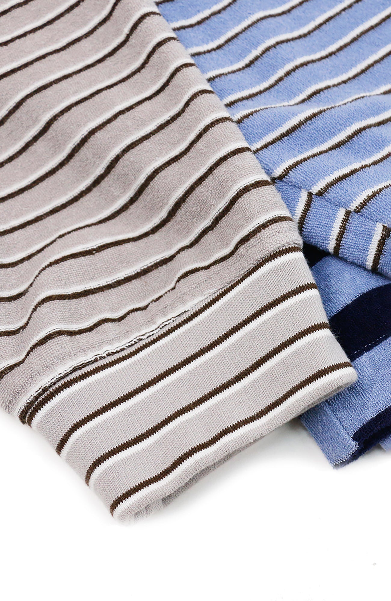 RELABEL Asymmetrical Striped Spliced Polo Long-Sleeve Tee