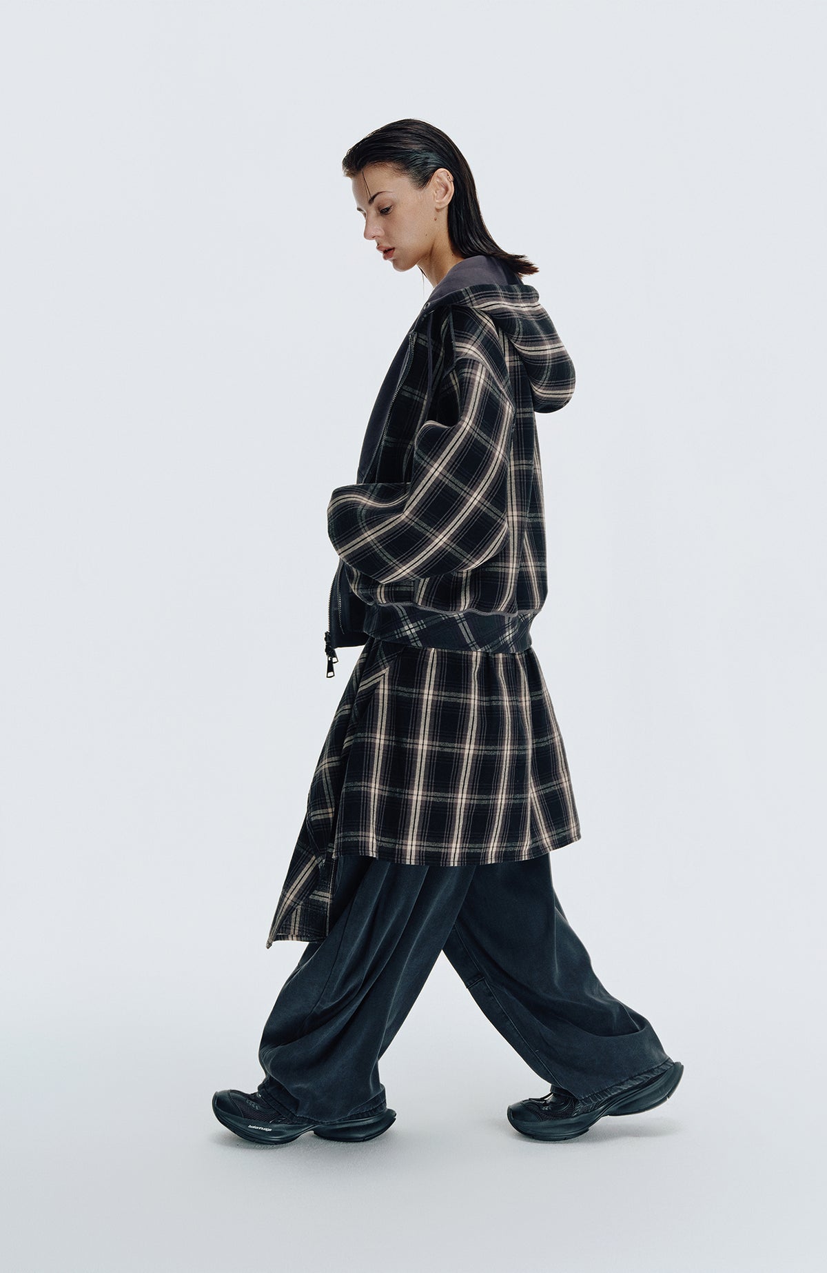 HAHAHA STUDIOS Plaid Reversible Hooded Jacket