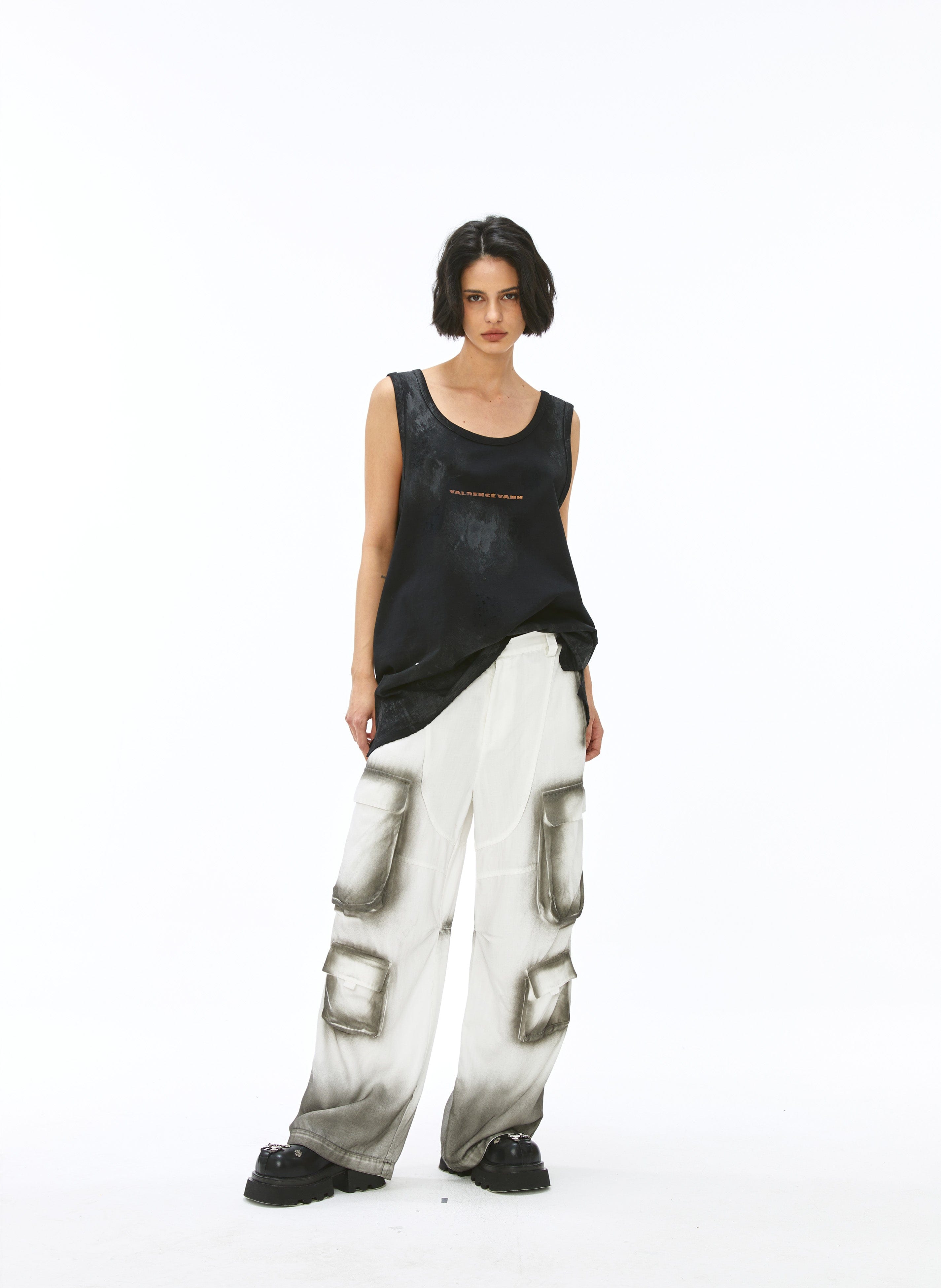 VANN VALRENCE Washed-Dyed Oversized Tank Top