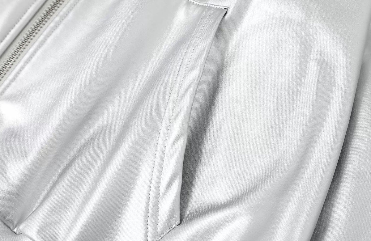 REBEL WAVE Silver Zippered Graphic Hoodie