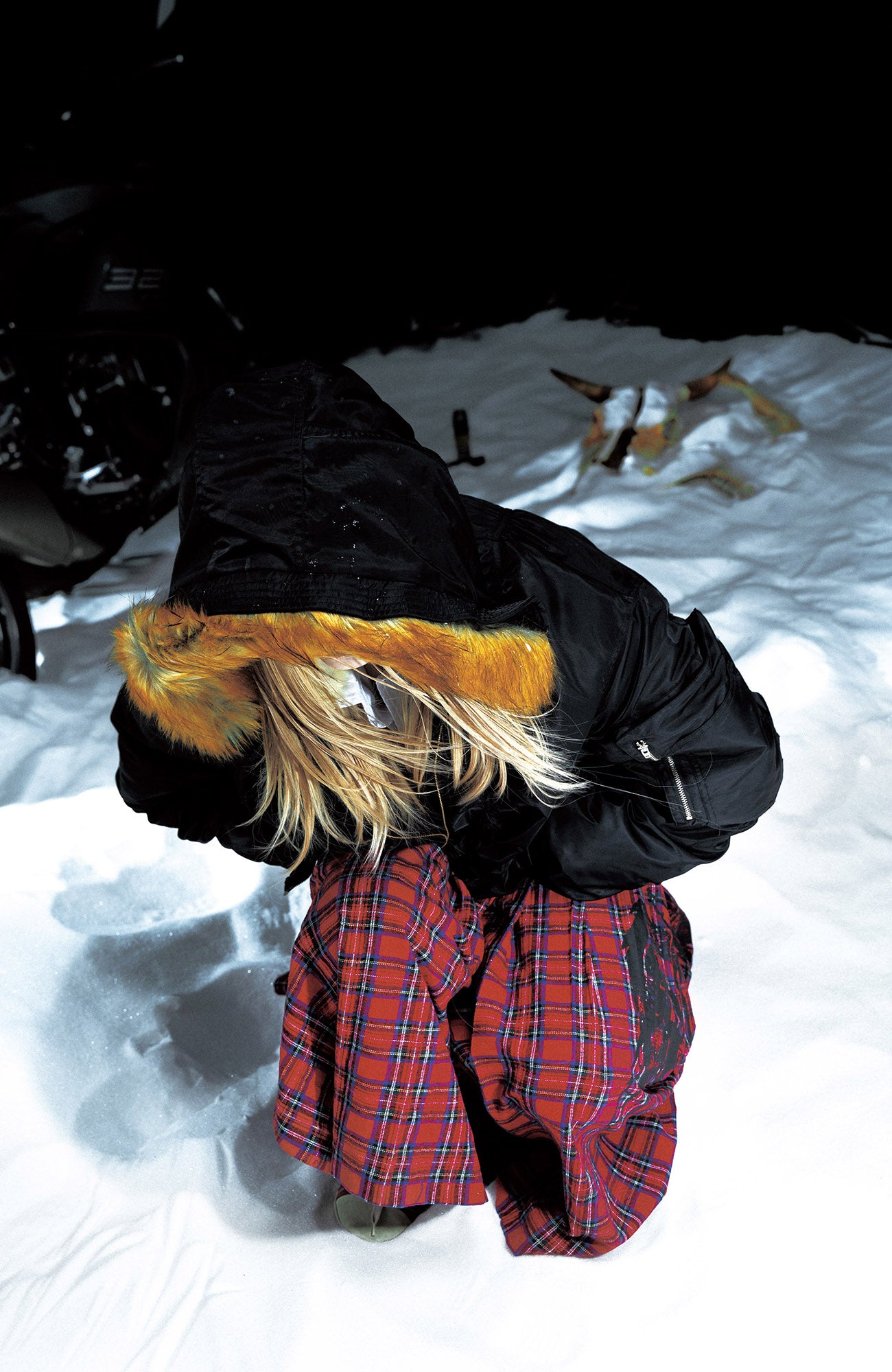 PCCVISION Faux Fur Hooded Cropped Puffer Jacket