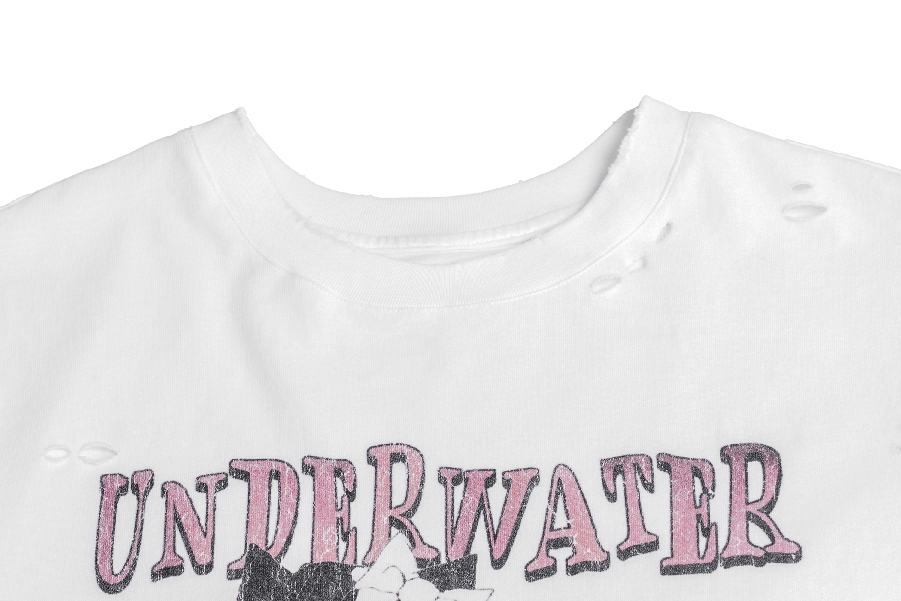 UNDERWATER Distressed Black Cat Graphic T-Shirt, premium urban and streetwear designers apparel on PROJECTISR.com, UNDERWATER