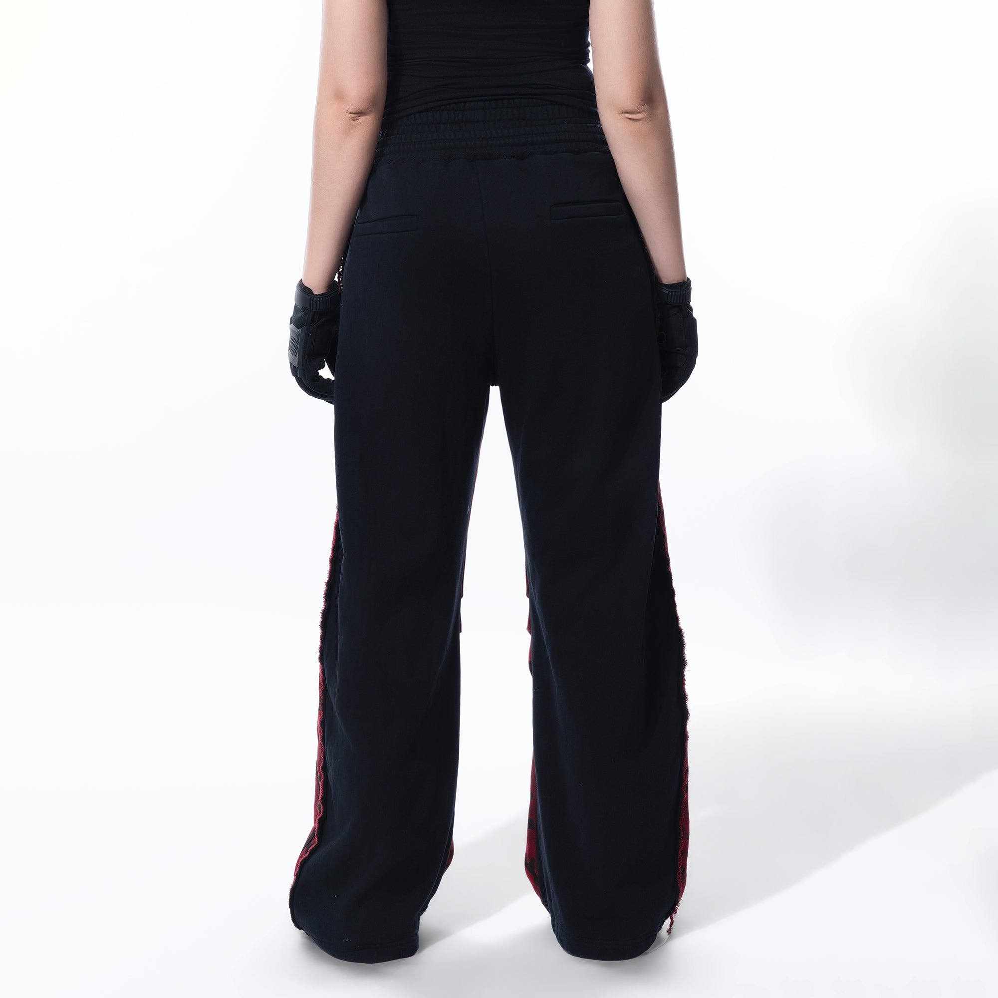 MOGONGSHE Camo Contrast Panel Double-Waist Oversized Sweatpants