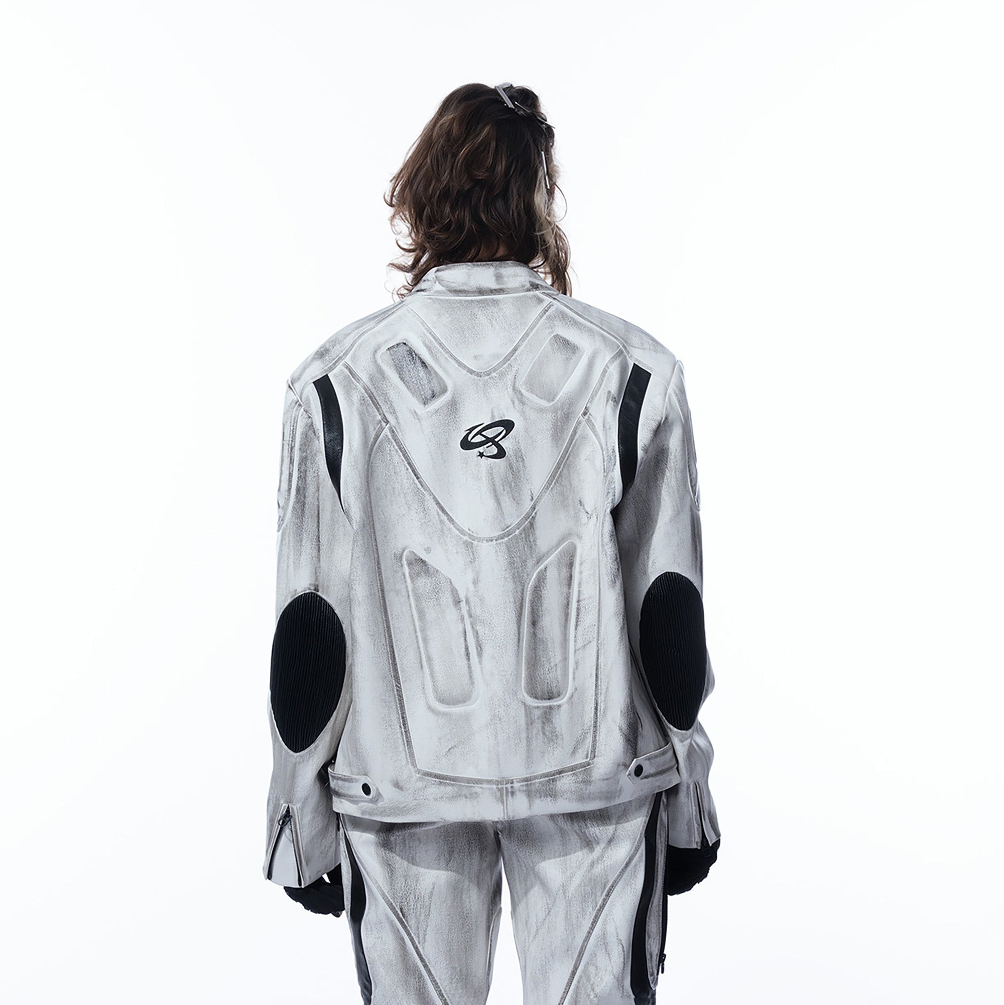 MOGONGSHE Distressed Techwear PU Moto Jacket