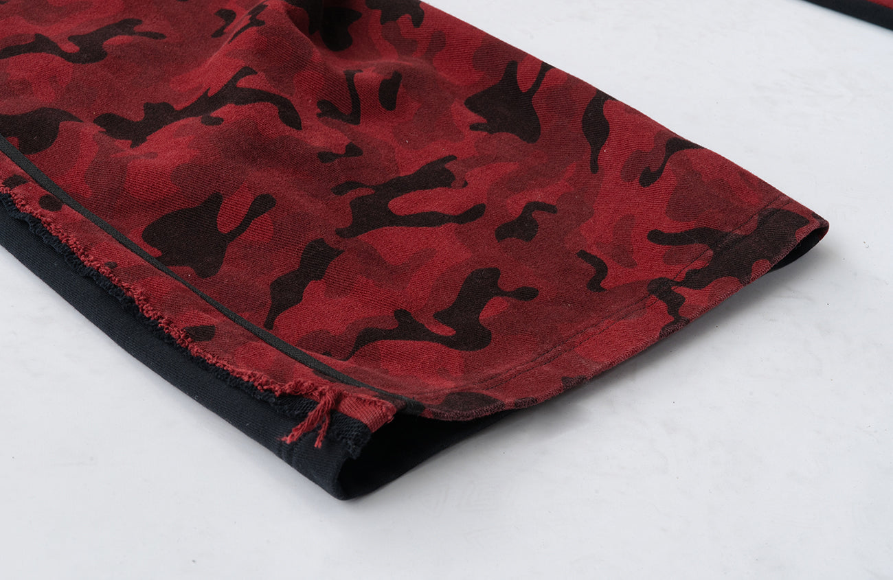 MOGONGSHE Camo Contrast Panel Double-Waist Oversized Sweatpants