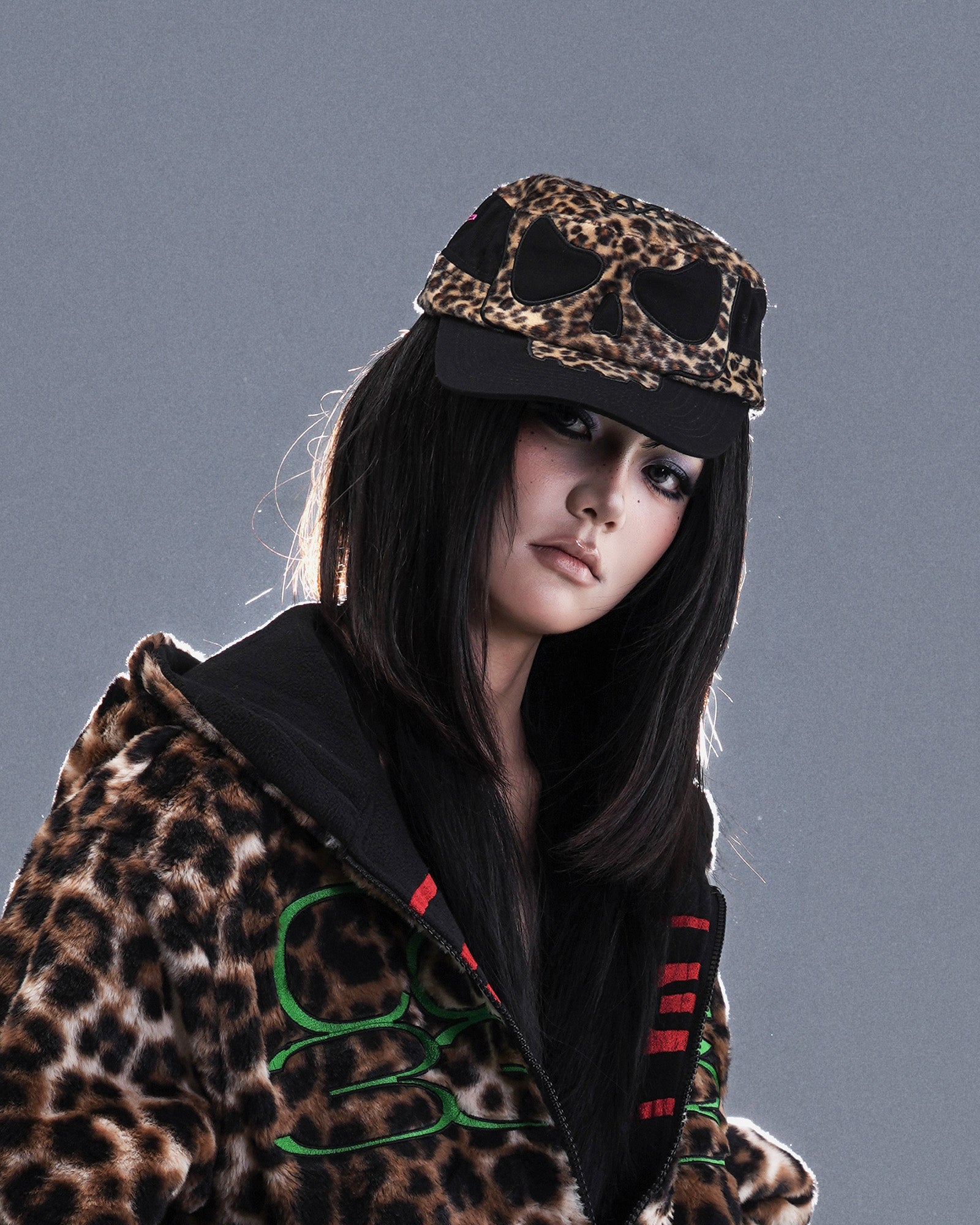 PCCVISION Leopard Skull Patchwork Field Cap