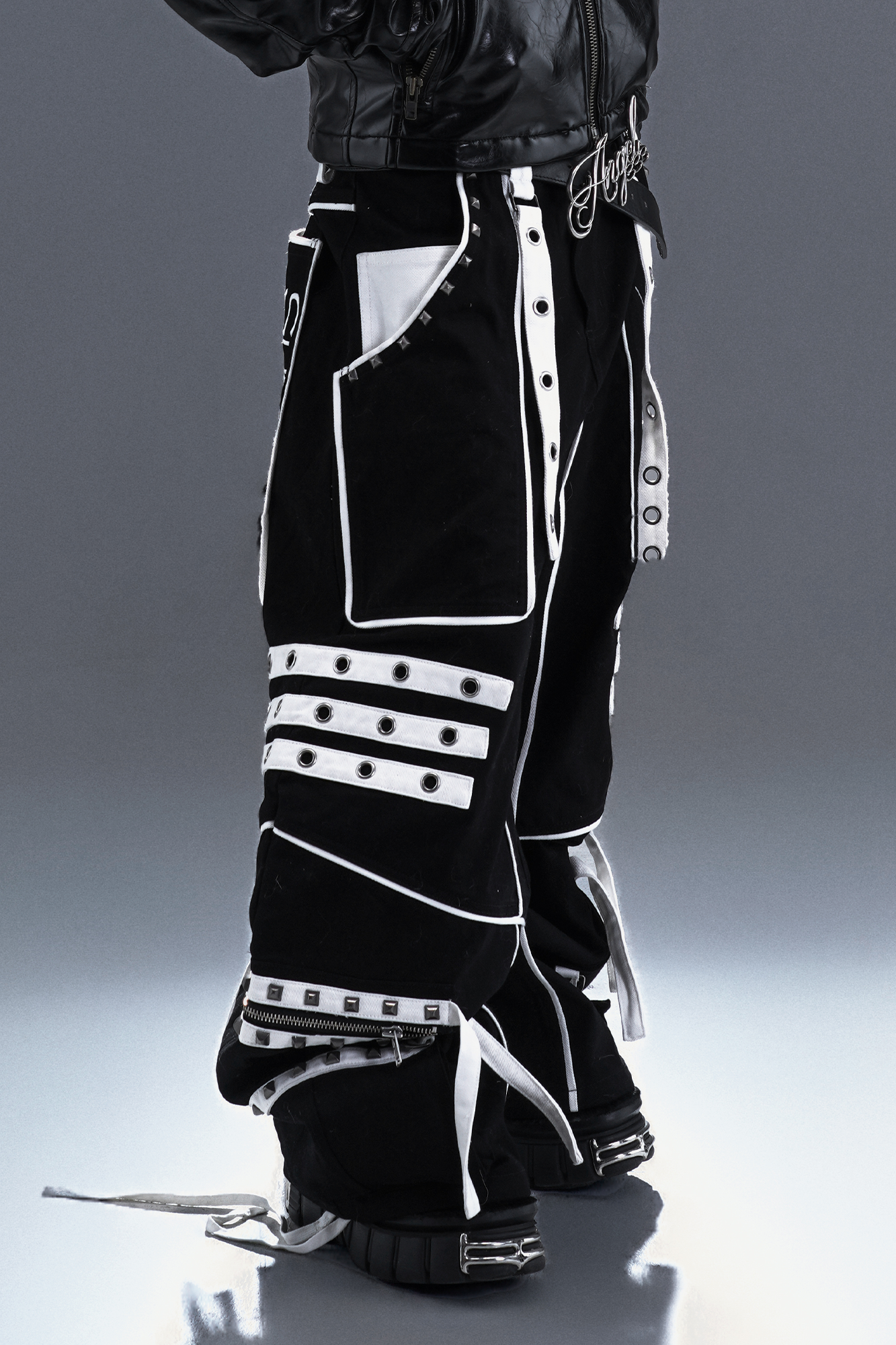 PCCVISION Studded Embroidered Baggy Pants, premium urban and streetwear designers apparel on PROJECTISR.com, PCCVISION
