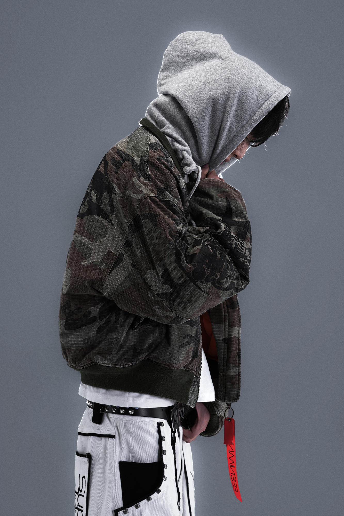 PCCVISION Detachable-Hood Camo Bomber