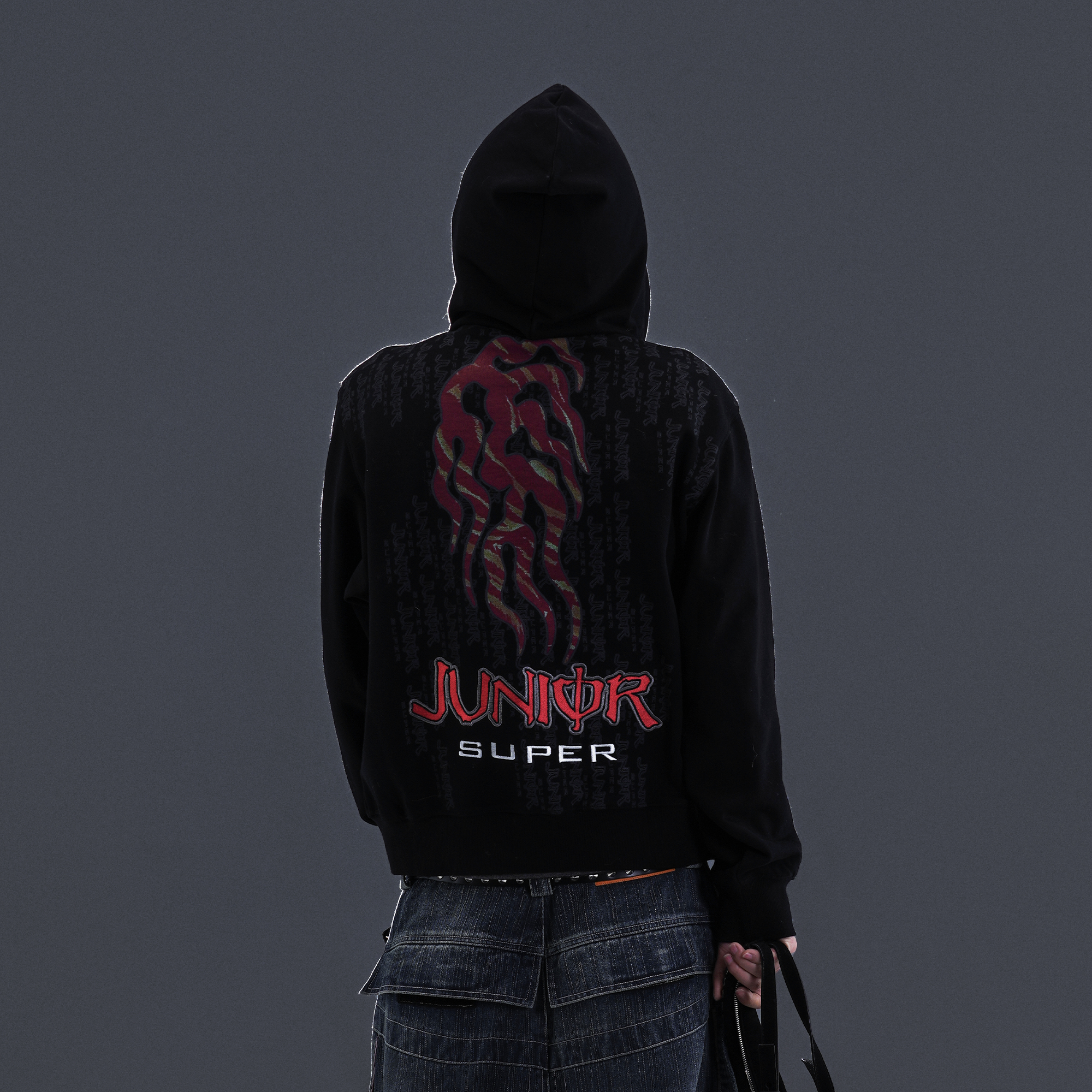 PCCVISION Flame Embroidered Mask Hooded Jacket