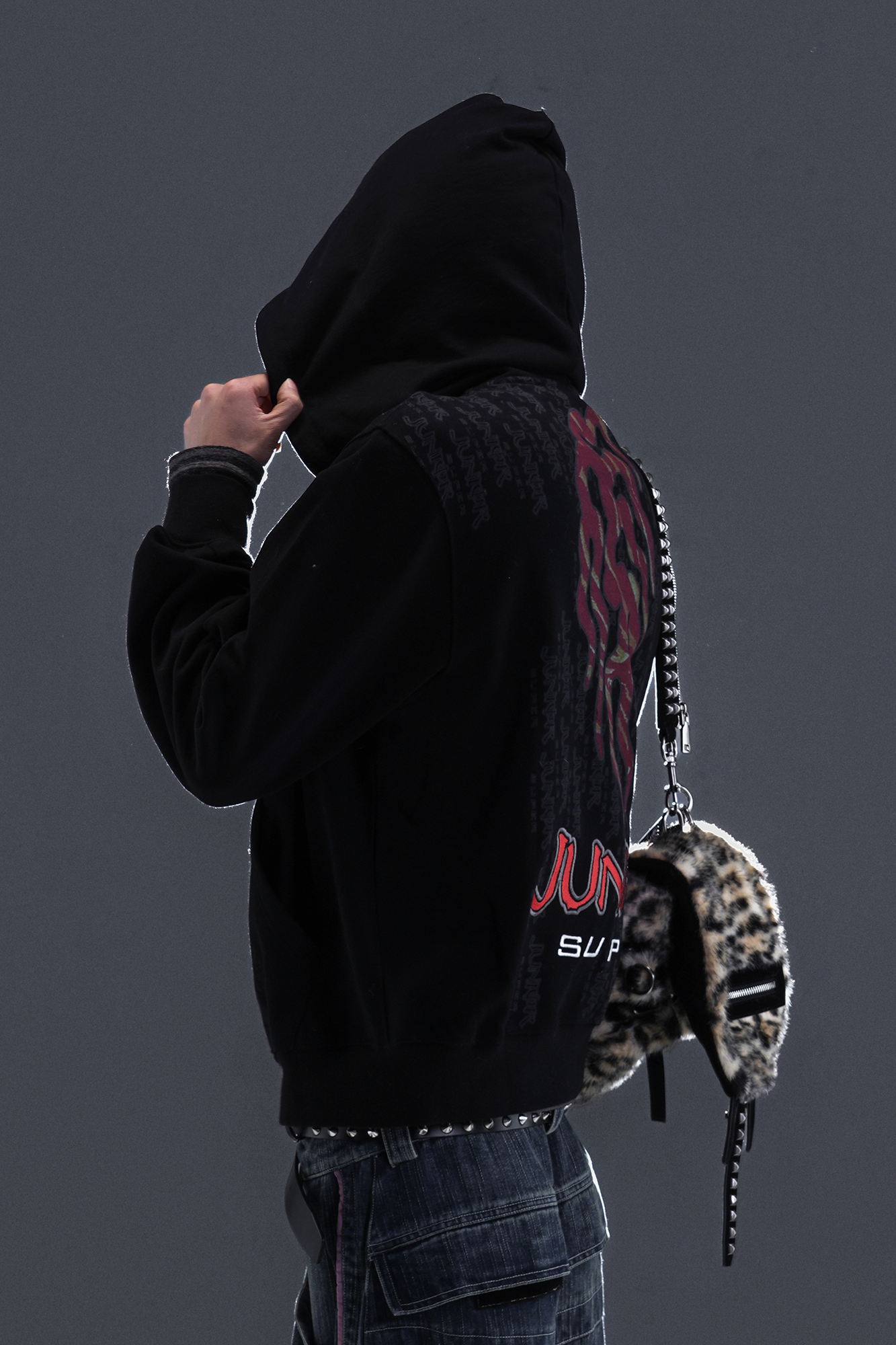 PCCVISION Flame Embroidered Mask Hooded Jacket