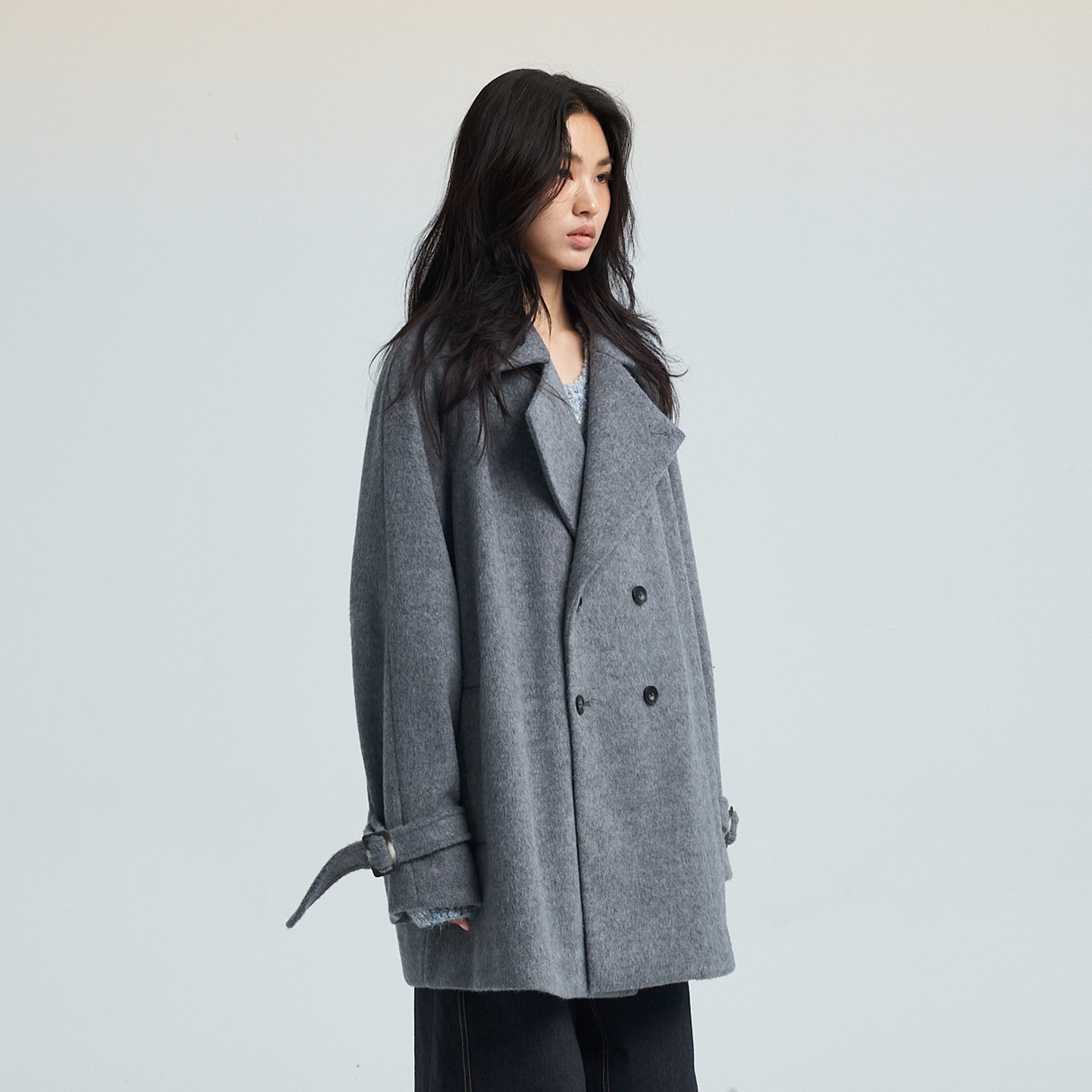 SAME FLOW Double-Breasted Wool-Blend Trench Coat