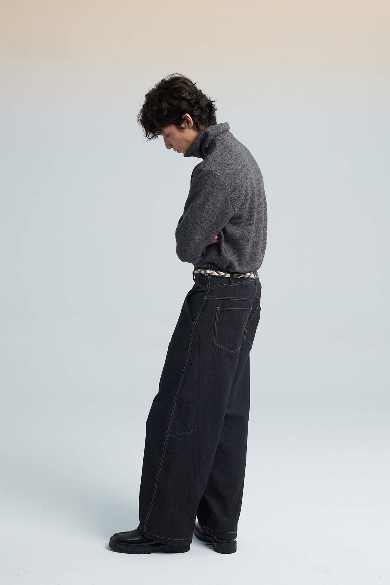 SAME FLOW Contrast Button Mandarin-Collar Cardigan