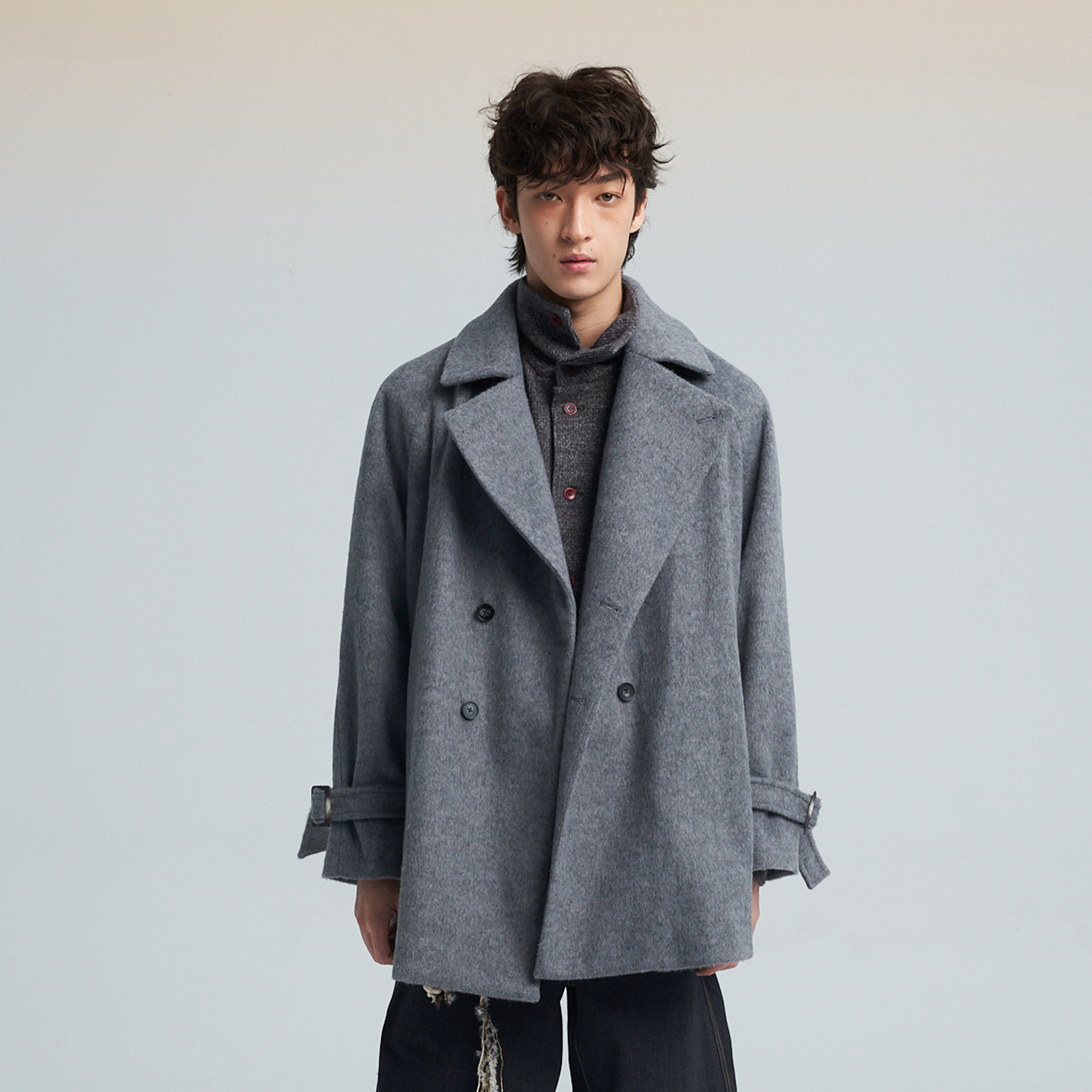 SAME FLOW Double-Breasted Wool-Blend Trench Coat