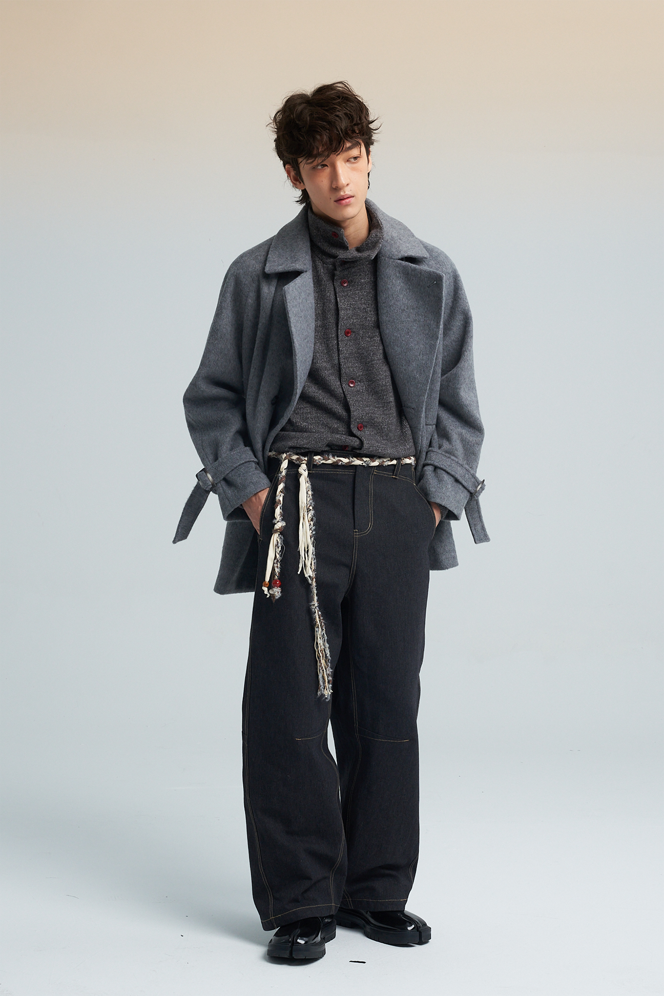SAME FLOW Double-Breasted Wool-Blend Trench Coat