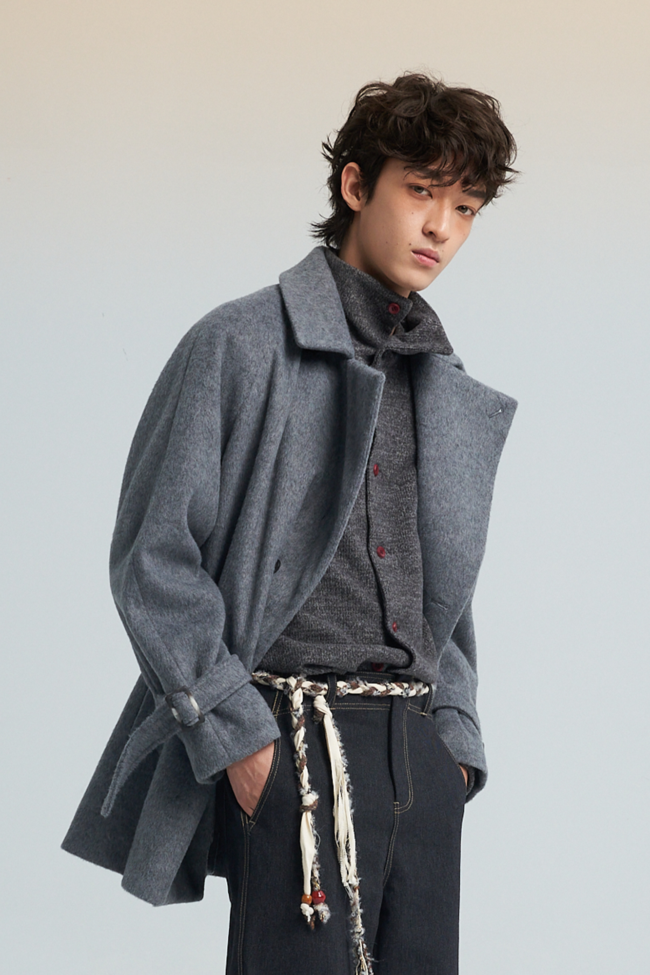 SAME FLOW Double-Breasted Wool-Blend Trench Coat