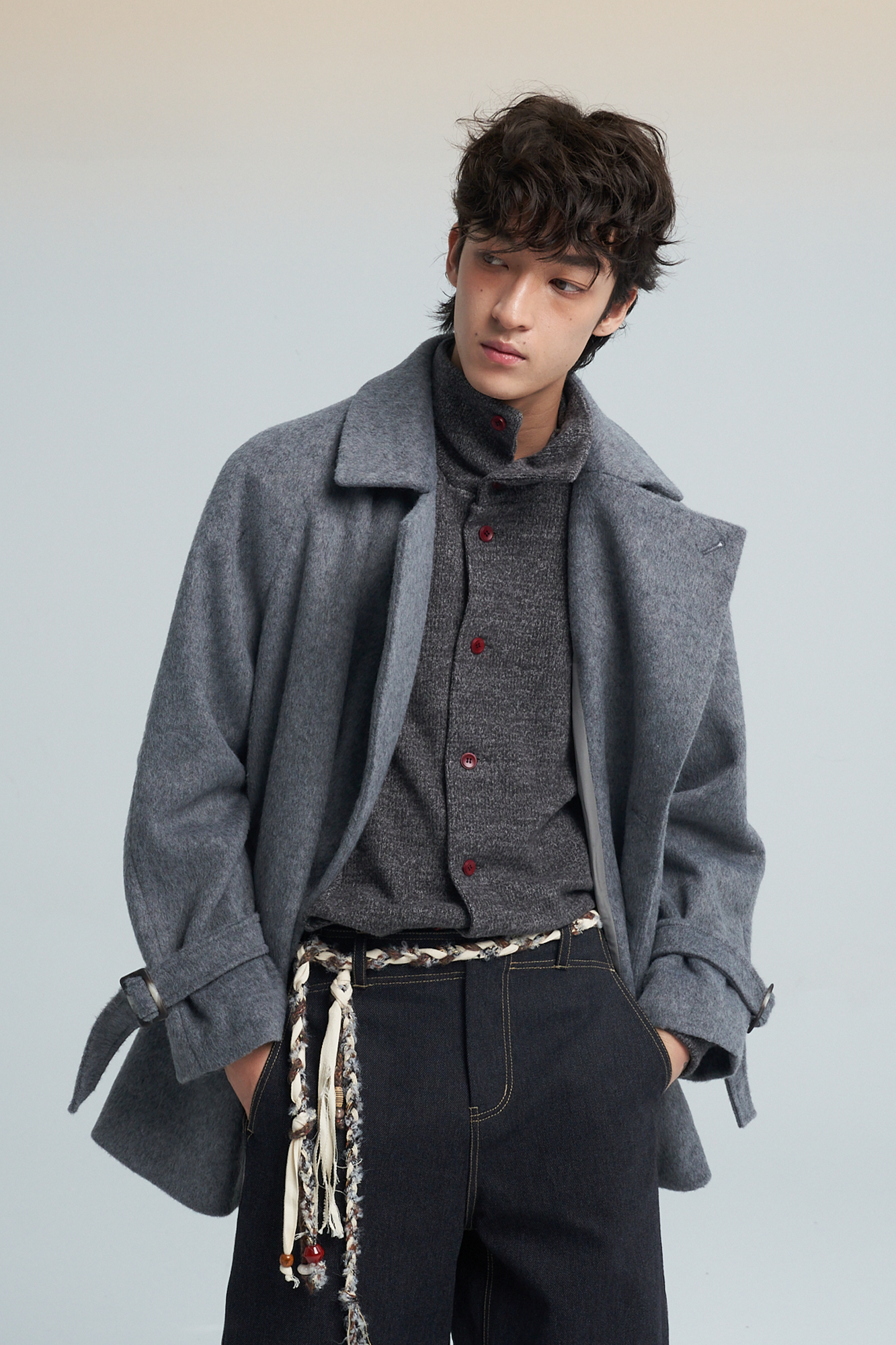 SAME FLOW Double-Breasted Wool-Blend Trench Coat