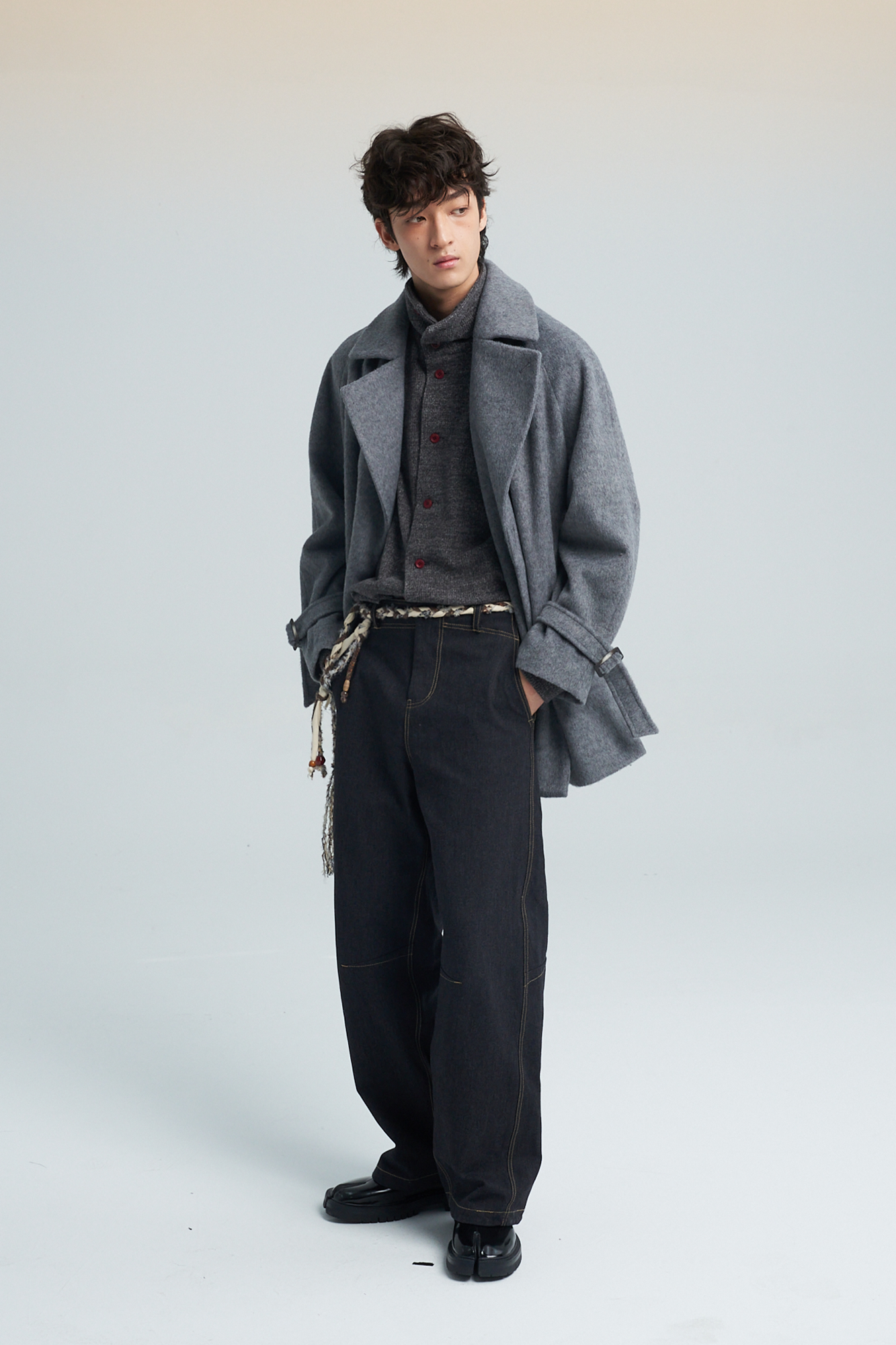 SAME FLOW Double-Breasted Wool-Blend Trench Coat