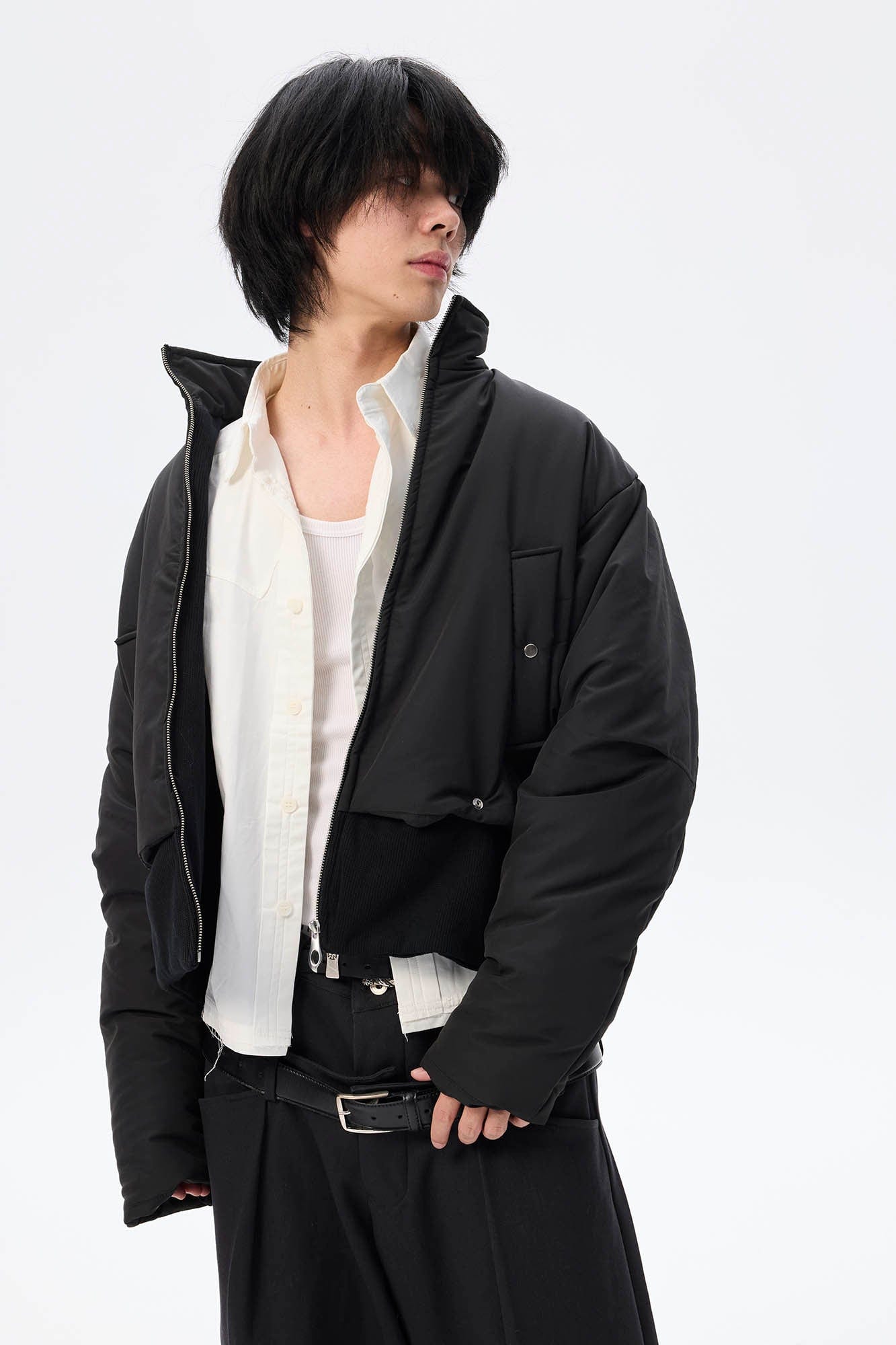 WHISTLEHUNTER Essential Stand Collar Cropped Puffer Jacket