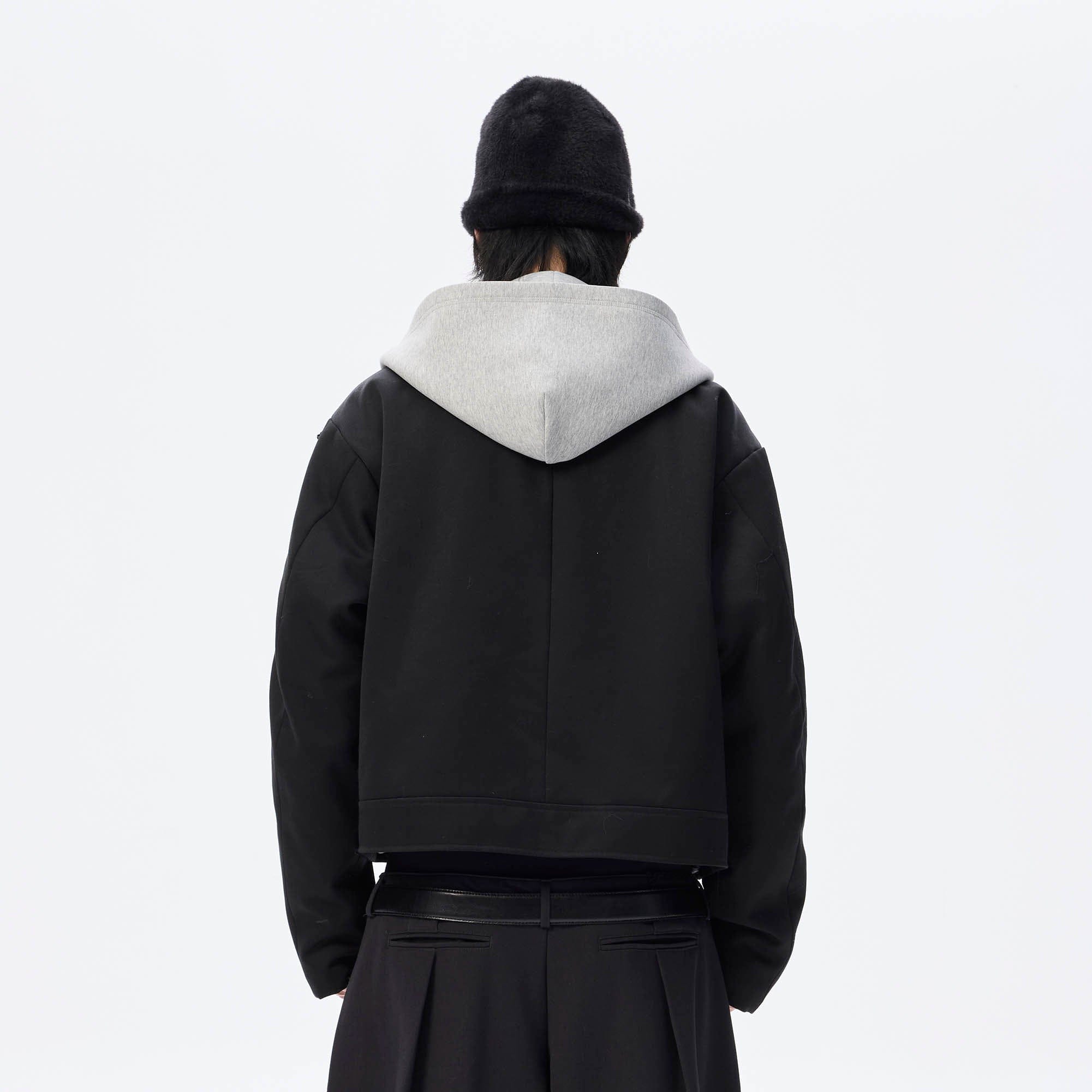 WHISTLEHUNTER Asymmetrical Zipper Detachable Hooded Layered Jacket