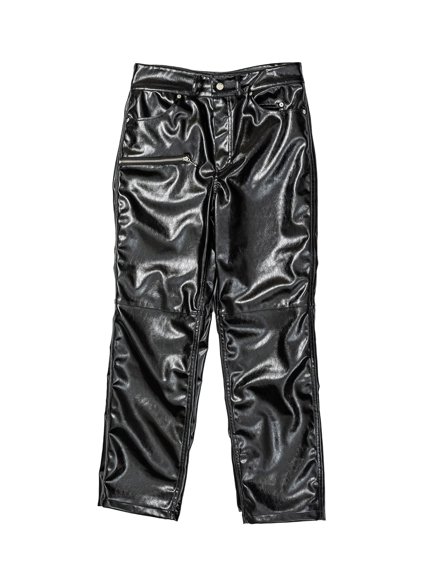 KADAKADA Glossy PU Straight-Leg Pants