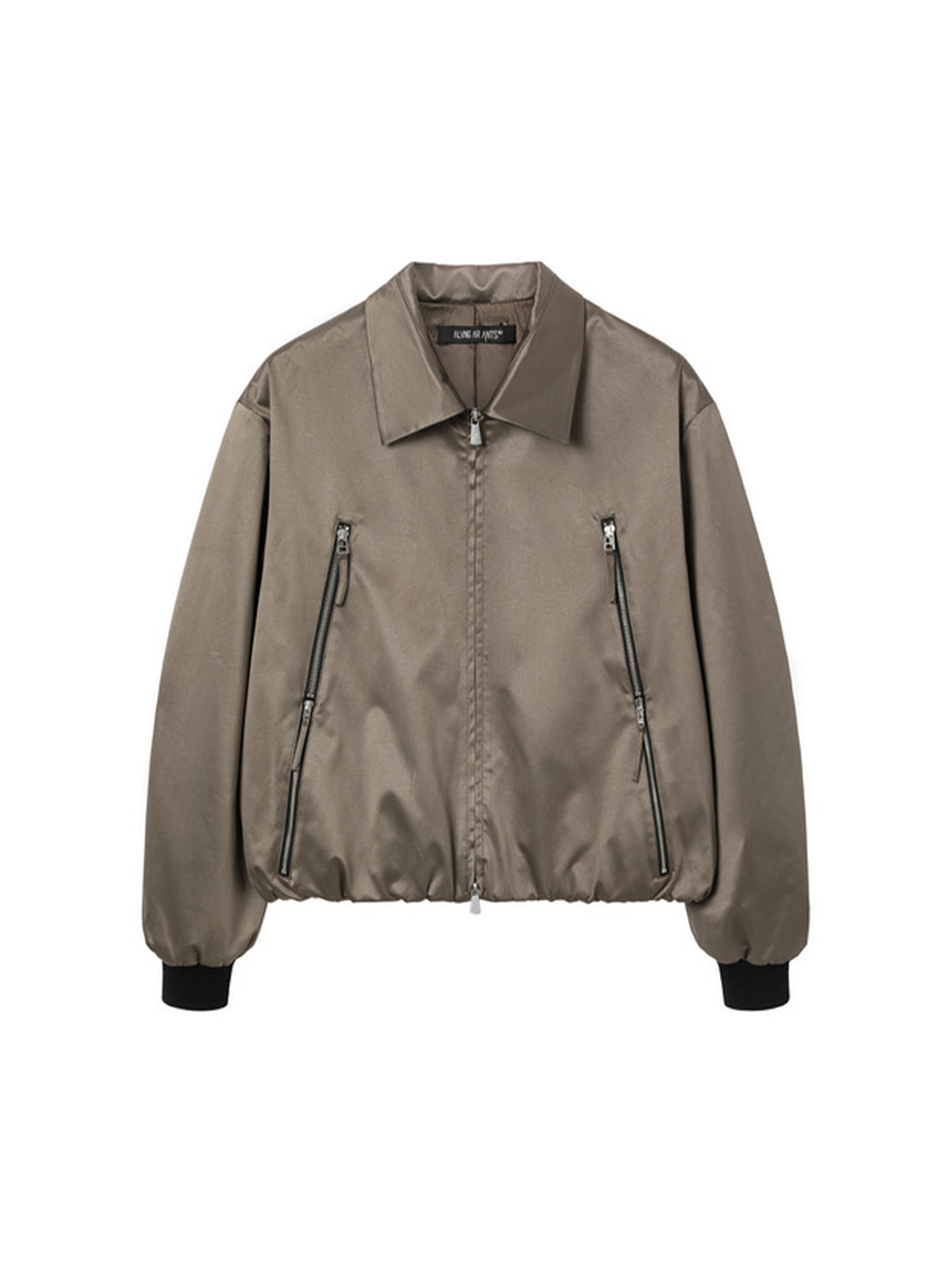 ALVNG AR ANTS Ruched-Sleeve Dual-Zips Bomber Jacket, premium urban and streetwear designers apparel on PROJECTISR.com, ALVNG AR ANTS