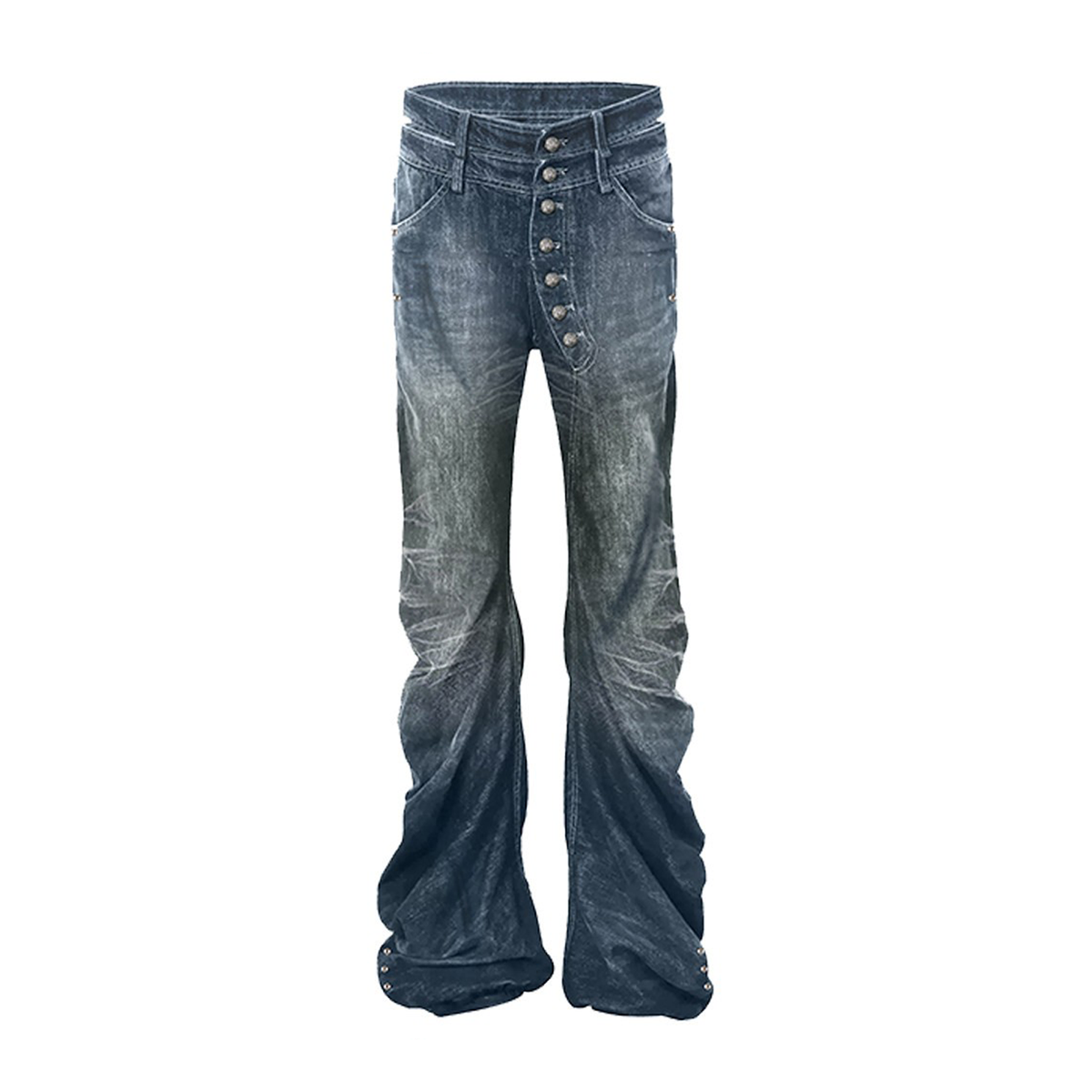 PAIKI Sword Slash Washed Curved Jeans