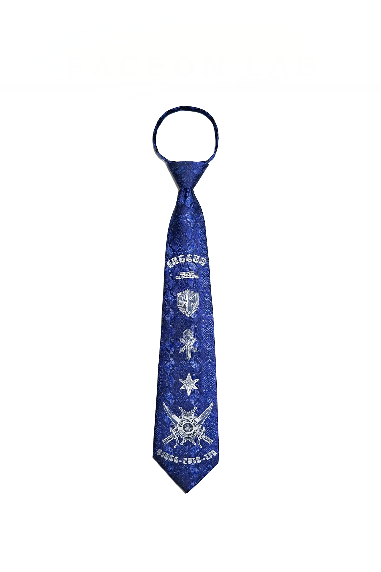 FACEONLAB Jacquard Military Crest Zip Tie Blue