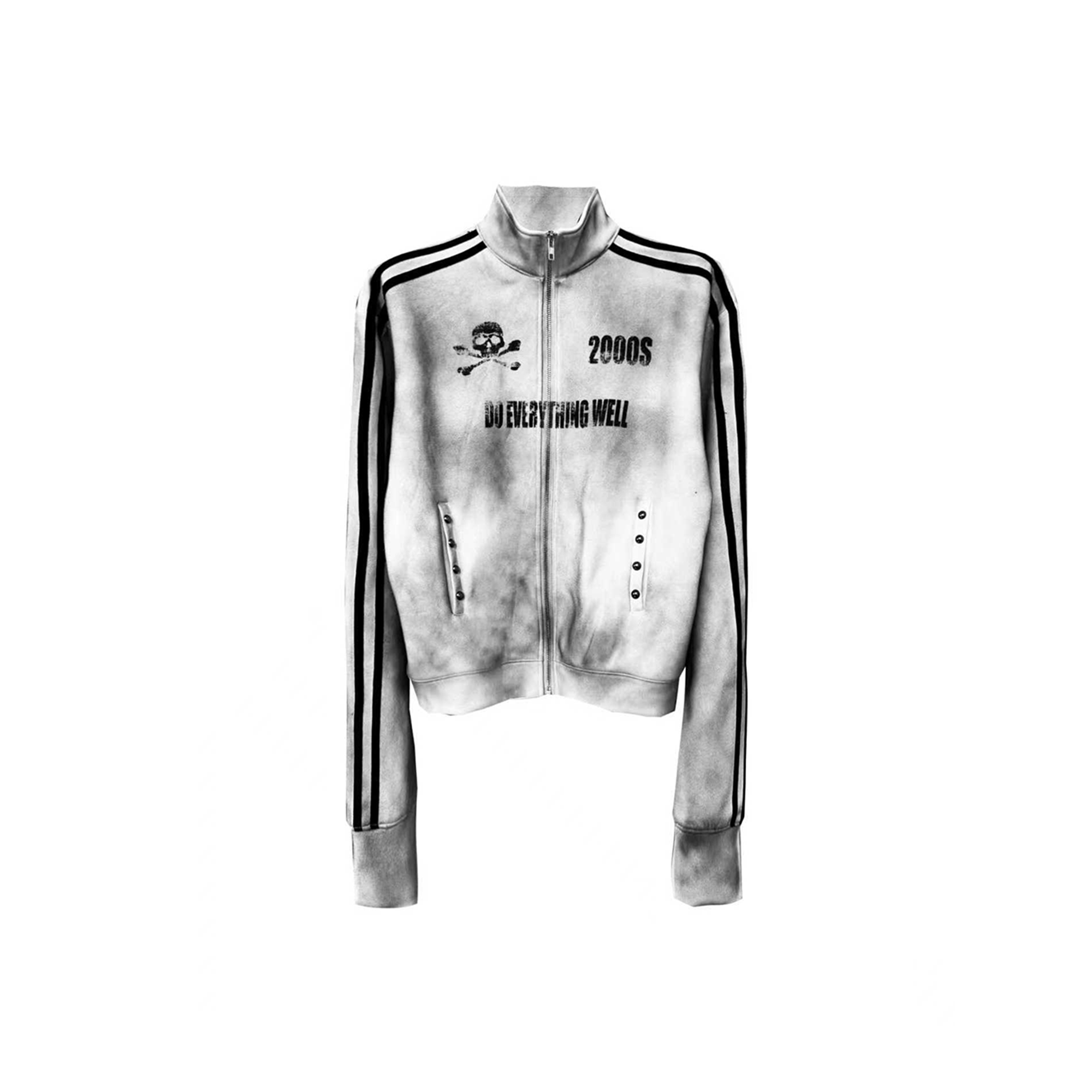 DETW Washed Skull Graphic Stand-Collar Jacket