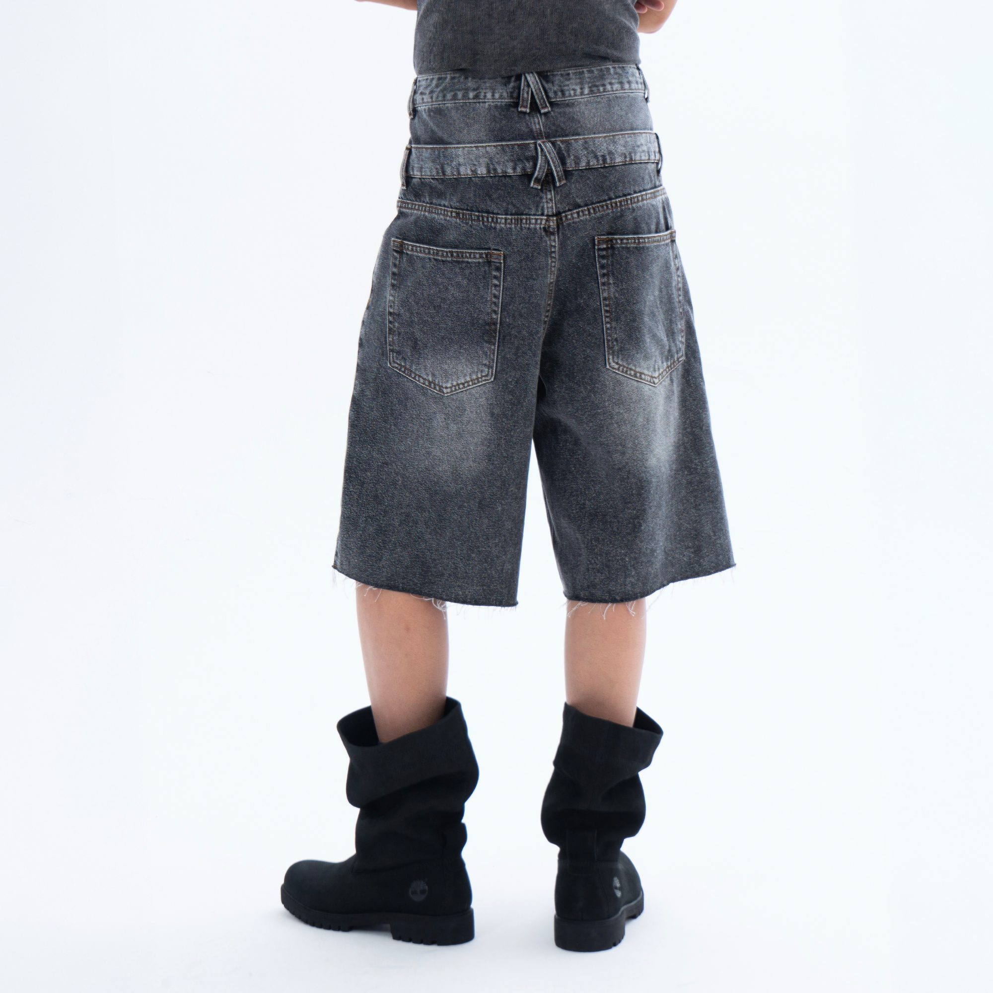 CLP Retro Washed Double-Waist Denim Shorts