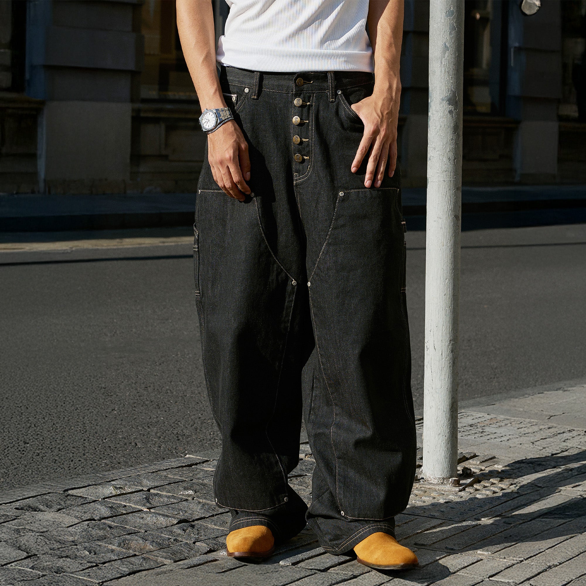 STEEPC Double-Knee Button-Fly Raw Selvedge Jeans