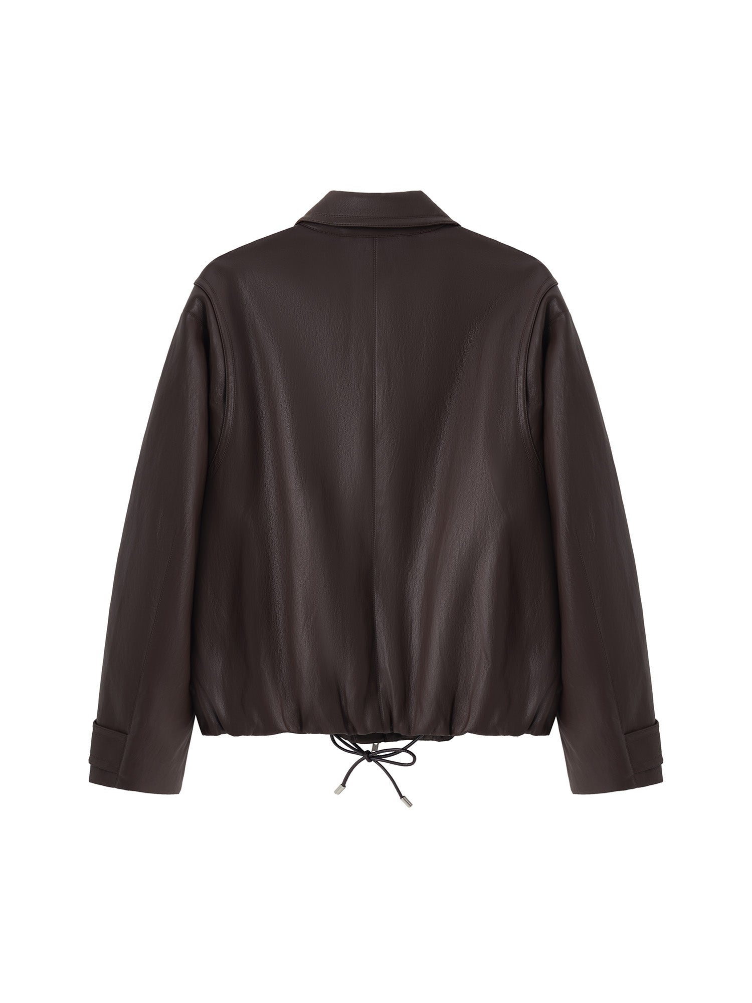 OPICLOTH Soft-Tanned Drawstring Faux Leather Jacket