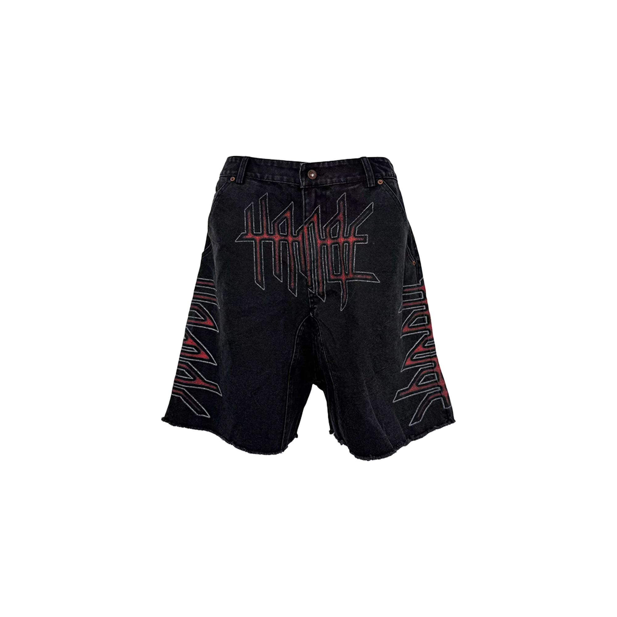 PCCVISION Washed Distressed Graphic Denim Shorts, premium urban and streetwear designers apparel on PROJECTISR.com, PCCVISION
