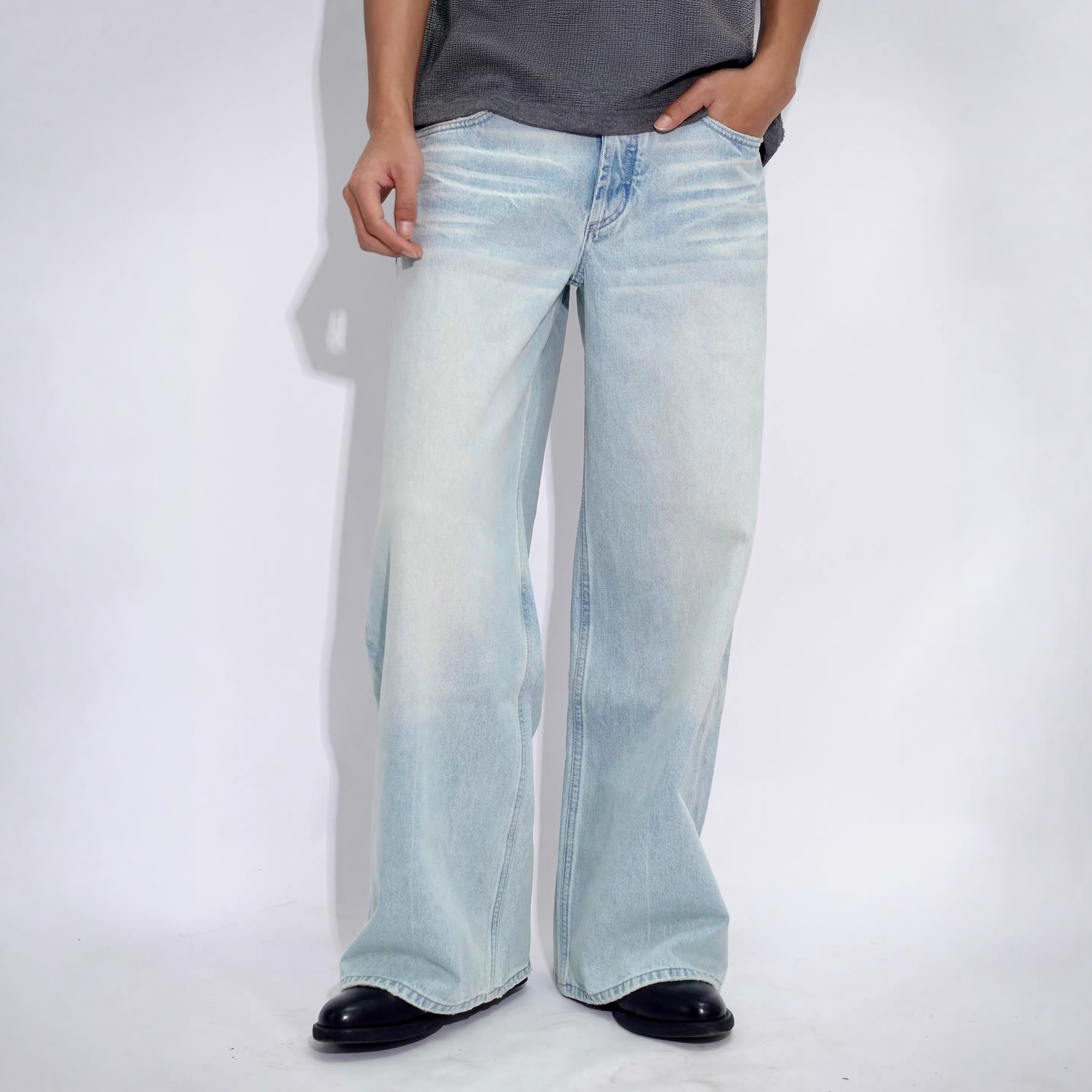 IN EXISTENCE x i Retro Washed Relaxed Wide-Leg Jeans, premium urban and streetwear designers apparel on PROJECTISR.com, IN EXISTENCE