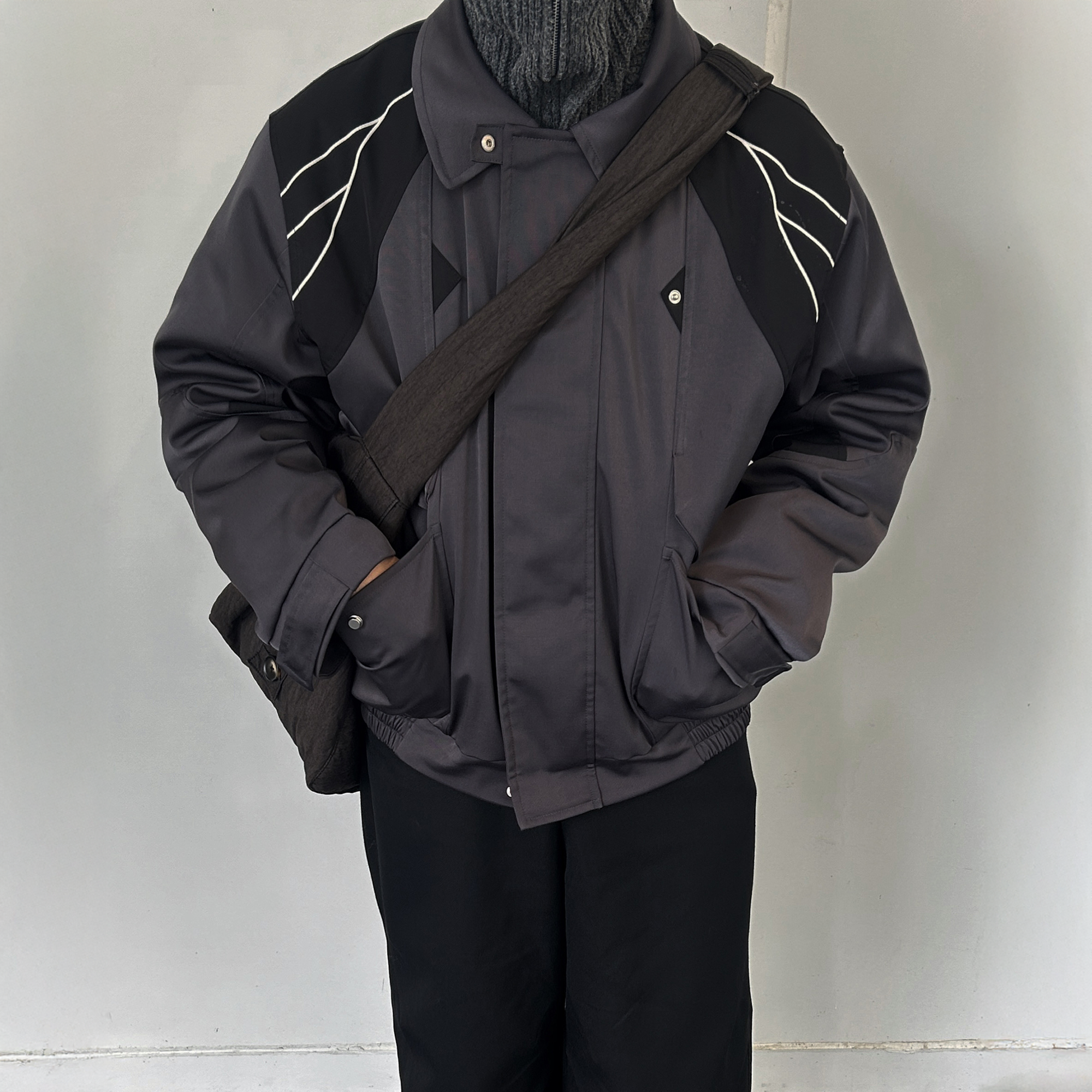 ESAIAS Satin Contrast Panel Puffer Jacket