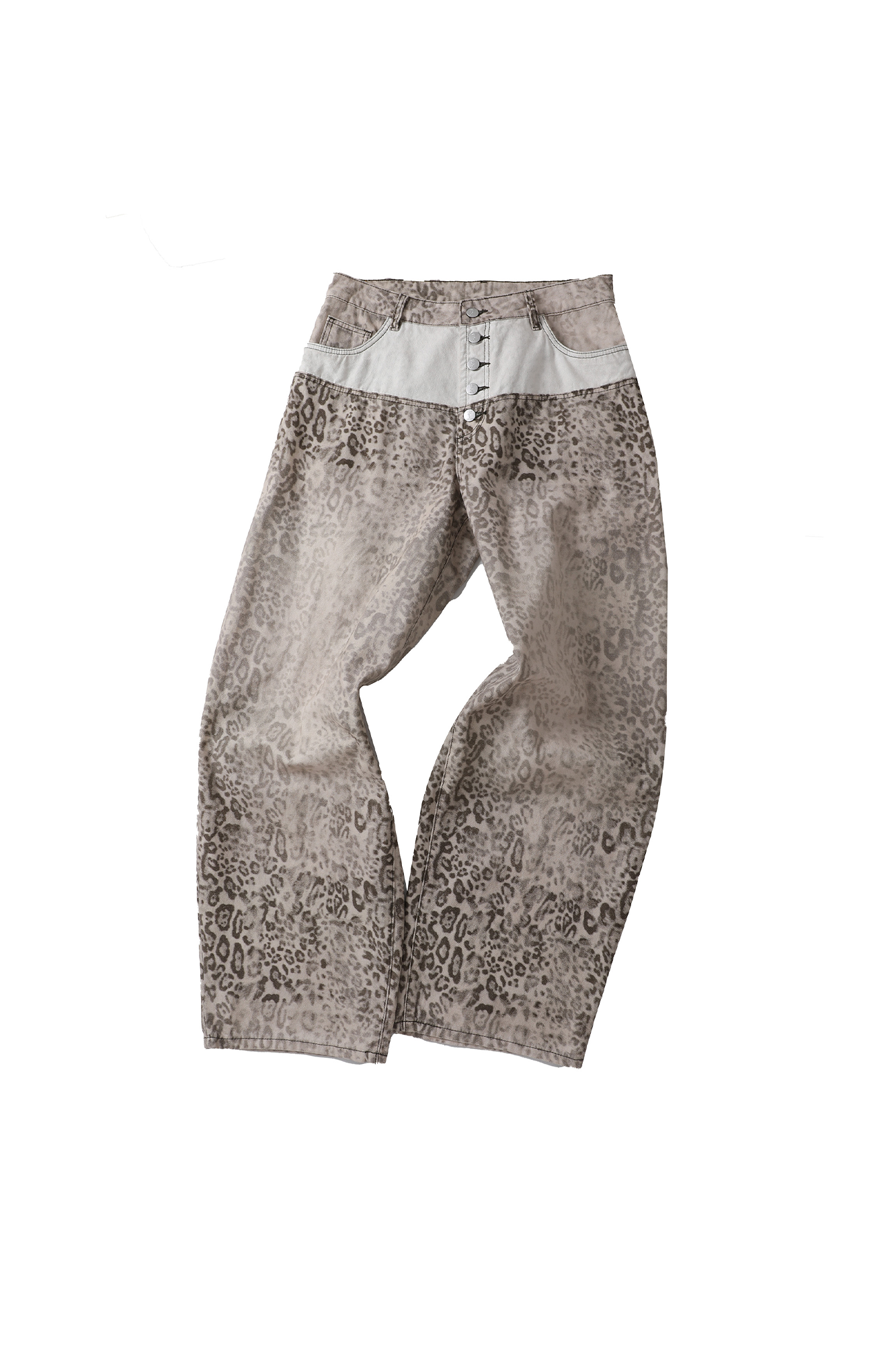 STEEPC Leopard Washed Paneled Wide-Leg Pants, premium urban and streetwear designers apparel on PROJECTISR.com, STEEPC