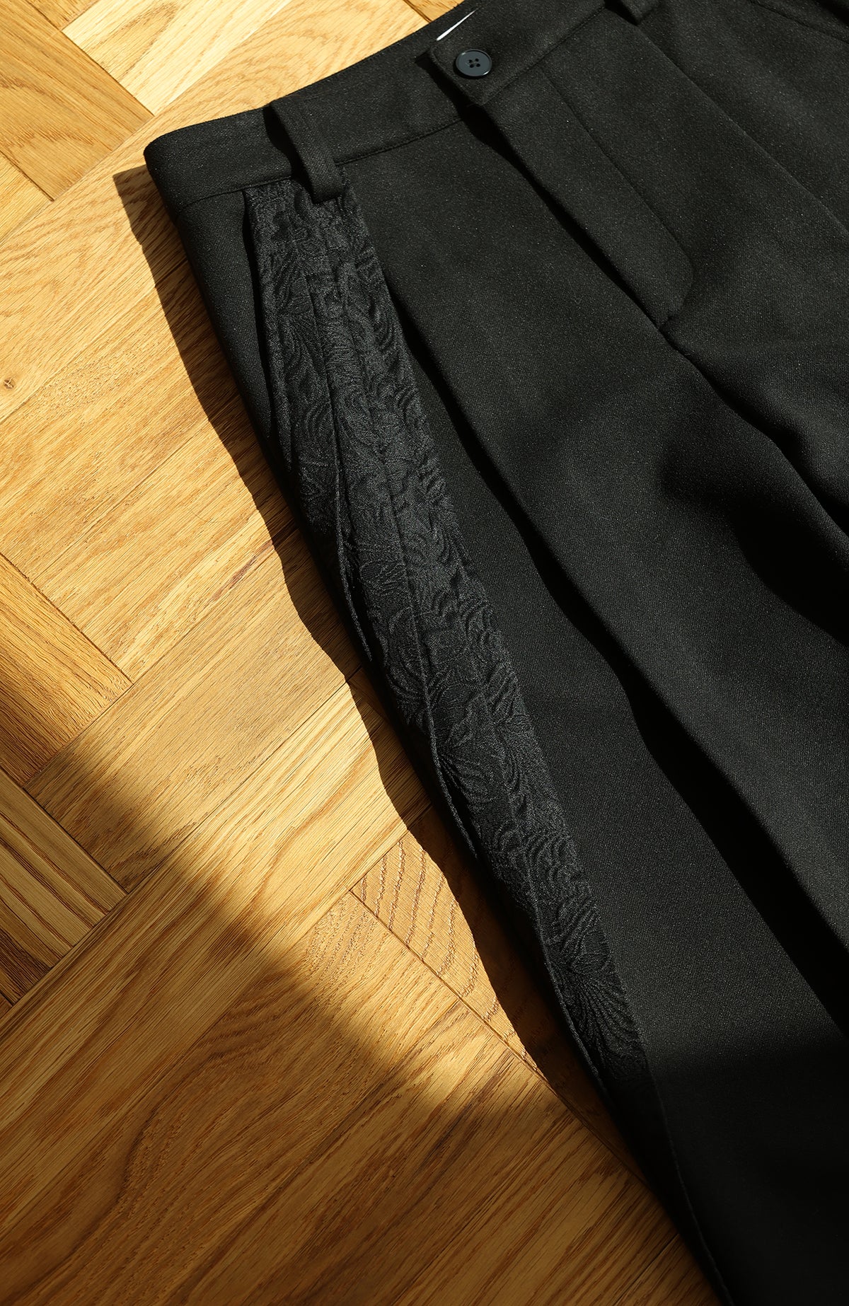 OKAYTHXBYE Pleated Paneled Wide-Leg Wool-Blend Trousers