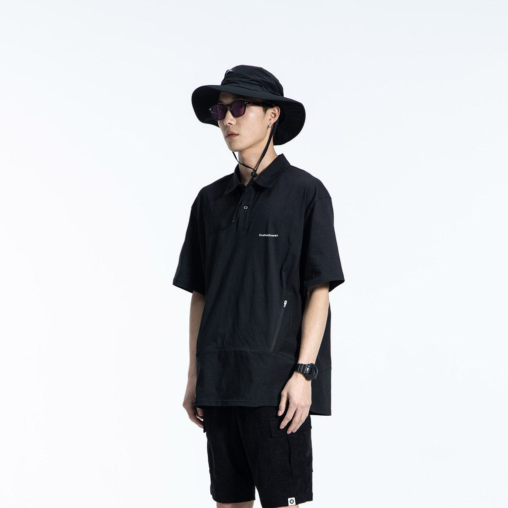 ENSHADOWER Spliced Zipper Polo T-Shirt, premium urban and streetwear designers apparel on PROJECTISR.com, ENSHADOWER