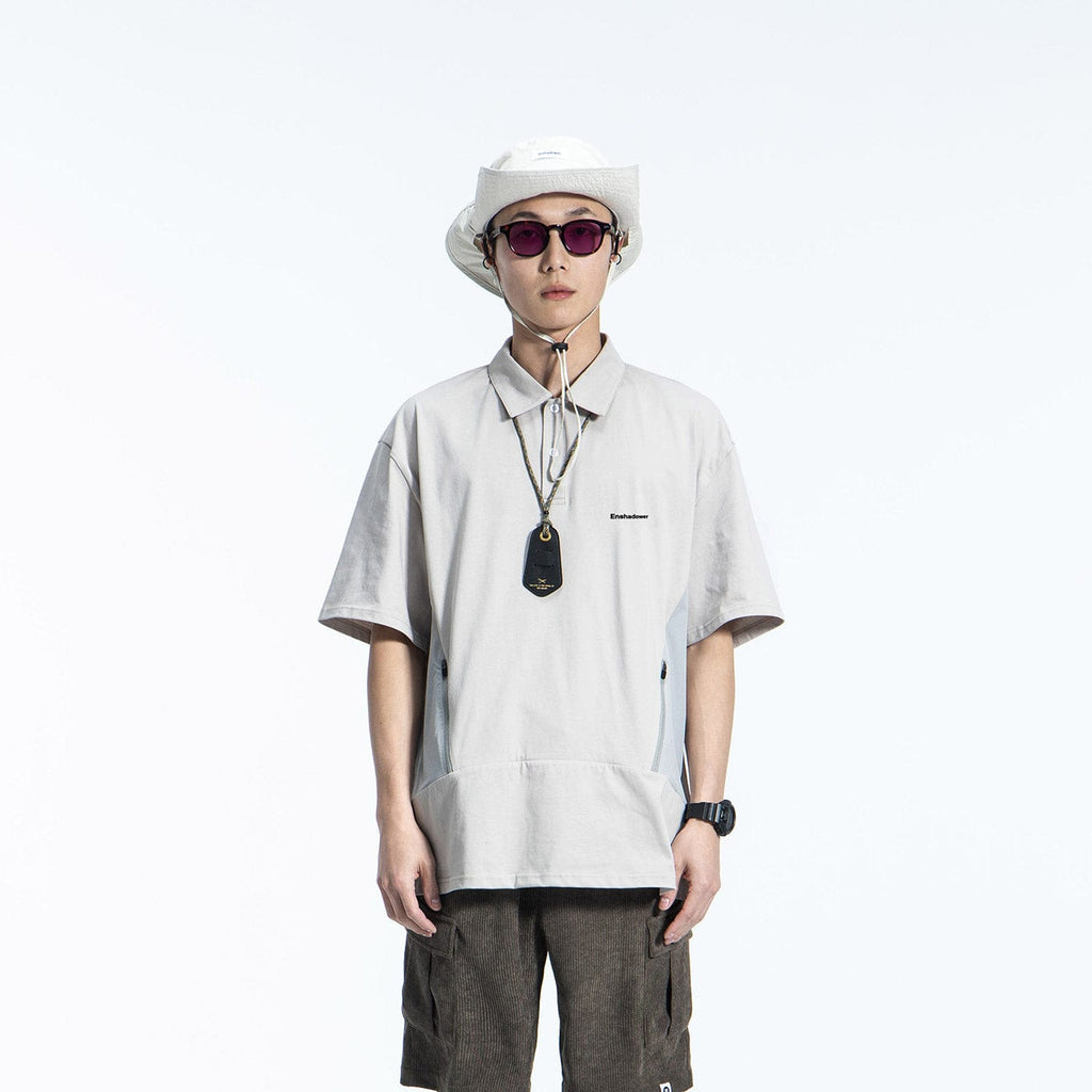 ENSHADOWER Spliced Zipper Polo T-Shirt, premium urban and streetwear designers apparel on PROJECTISR.com, ENSHADOWER