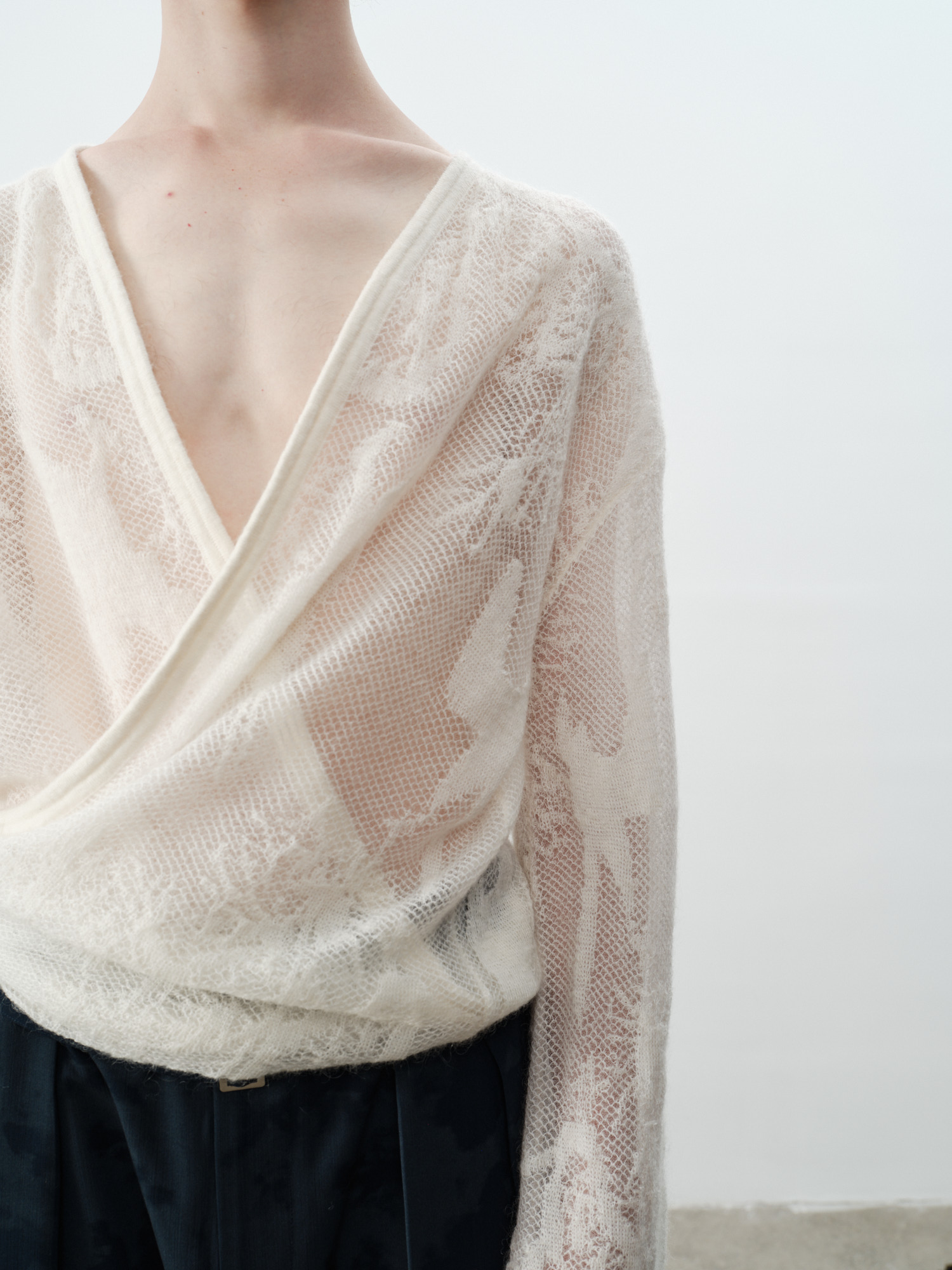 GRAINMUSTARD Baby Alpaca Openwork Jacquard Wrap Cardigan, premium urban and streetwear designers apparel on PROJECTISR.com, GRAINMUSTARD