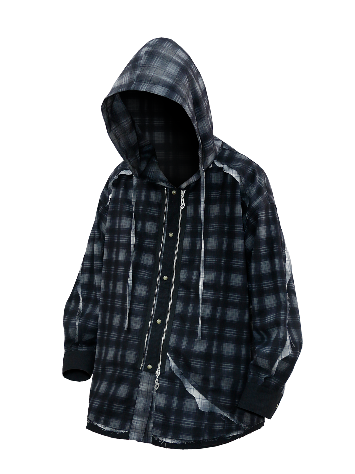 RELABEL Plaid Layered Oversized Hooded Shirt