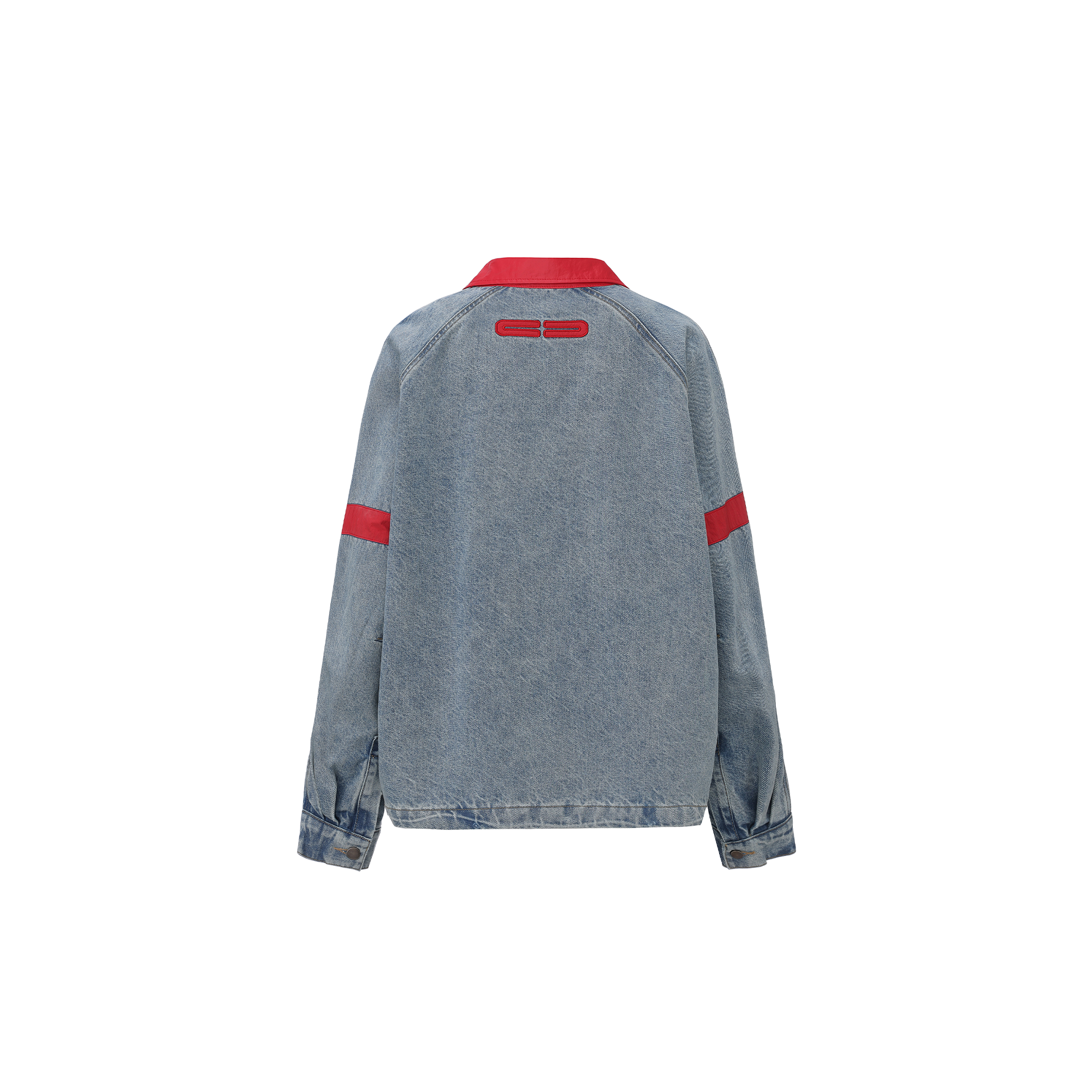 VANN VALRENCE Contrast LOGO Patch Washed Denim Jacket