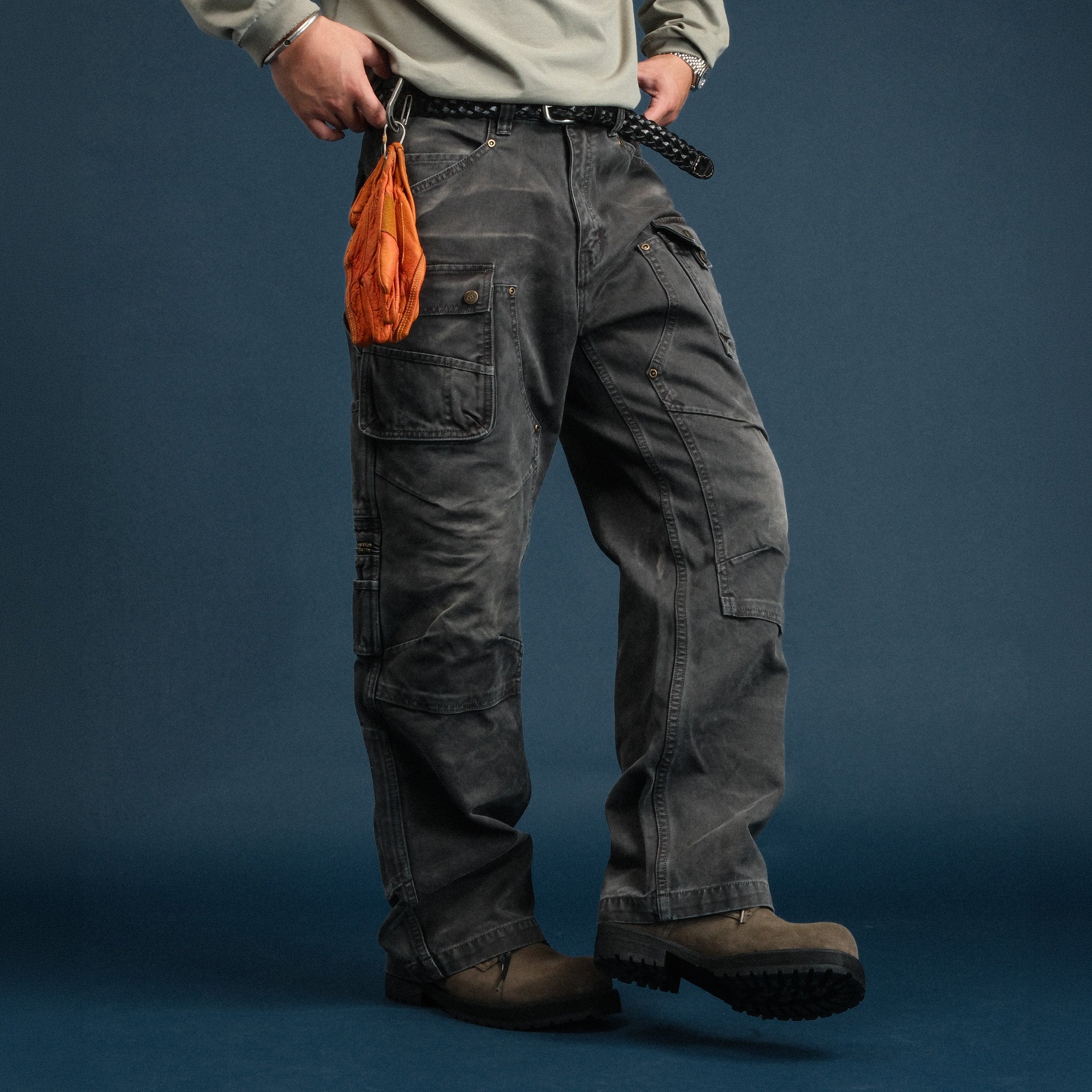 NEIGBORL Washed Multi-Pocket Straight-Leg Cargo Pants, premium urban and streetwear designers apparel on PROJECTISR.com, NEIGBORL