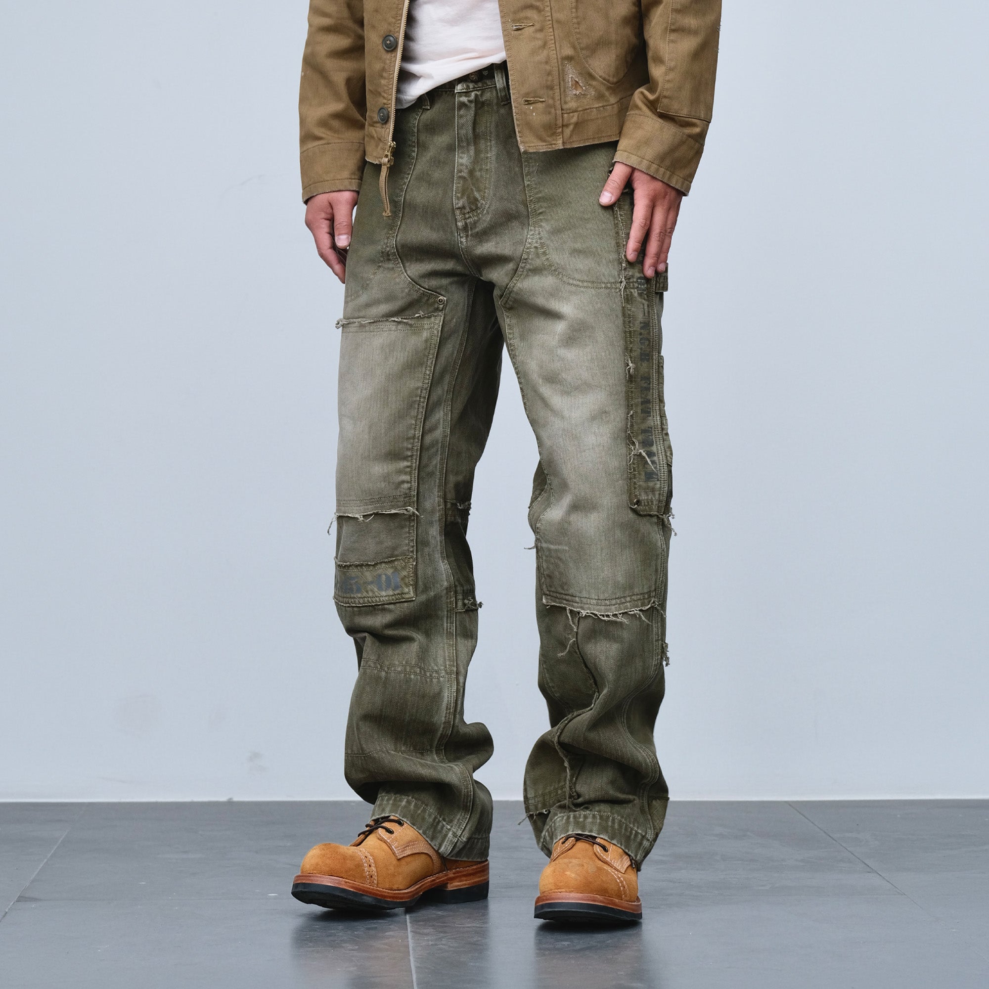 NEIGBORL Retro Distressed Paneled Cargo Pants, premium urban and streetwear designers apparel on PROJECTISR.com, NEIGBORL