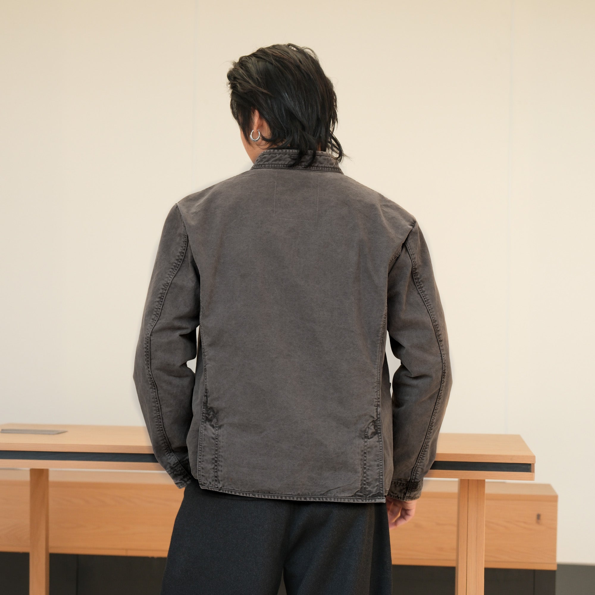NEIGBORL Washed Frog-Closure Stand-Collar Jacket, premium urban and streetwear designers apparel on PROJECTISR.com, NEIGBORL